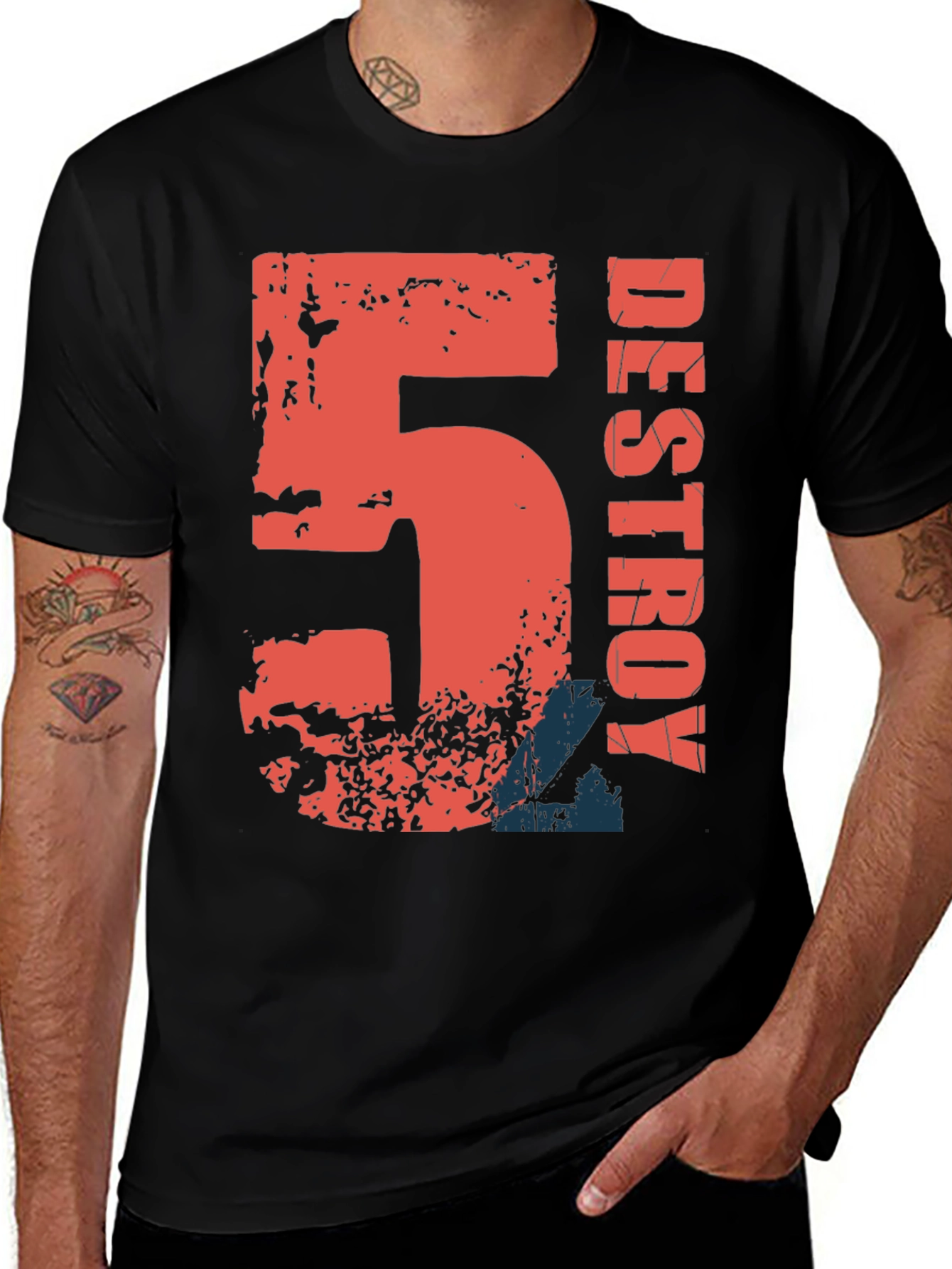 Variant 26 of Destroy Graphic Print Black Cotton T-Shirt