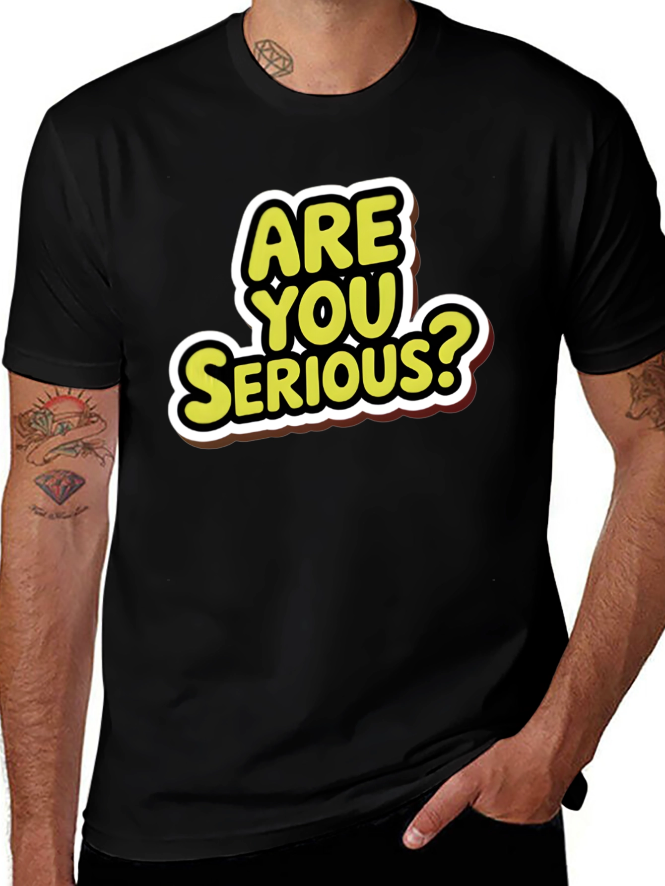 Variant 9 of Are You Serious? Graphic T-Shirt - Black