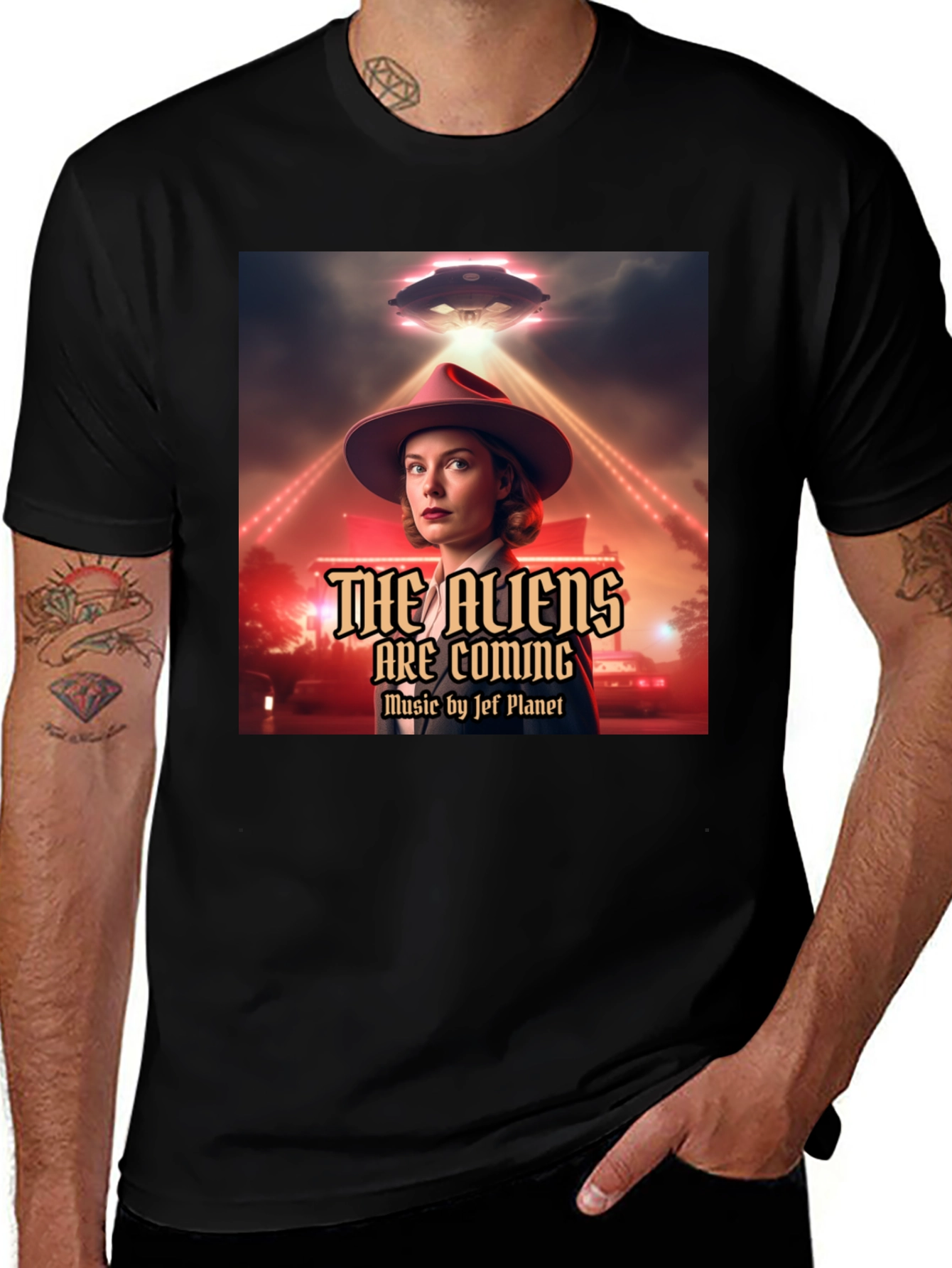 The Aliens Are Coming Black T-Shirt - Sci-Fi Graphic Tee