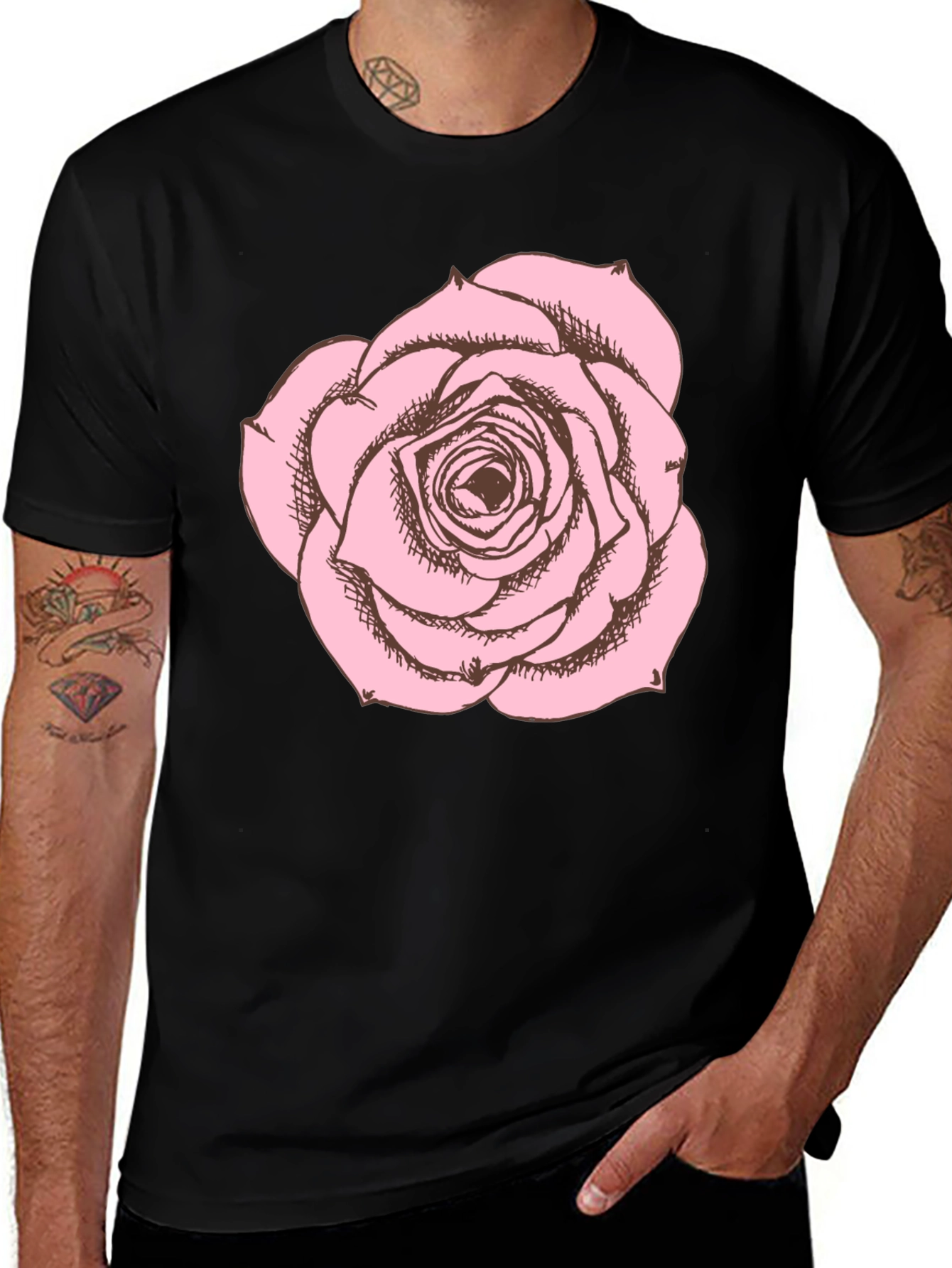 Variant 14 of Rose Graphic Black T-Shirt