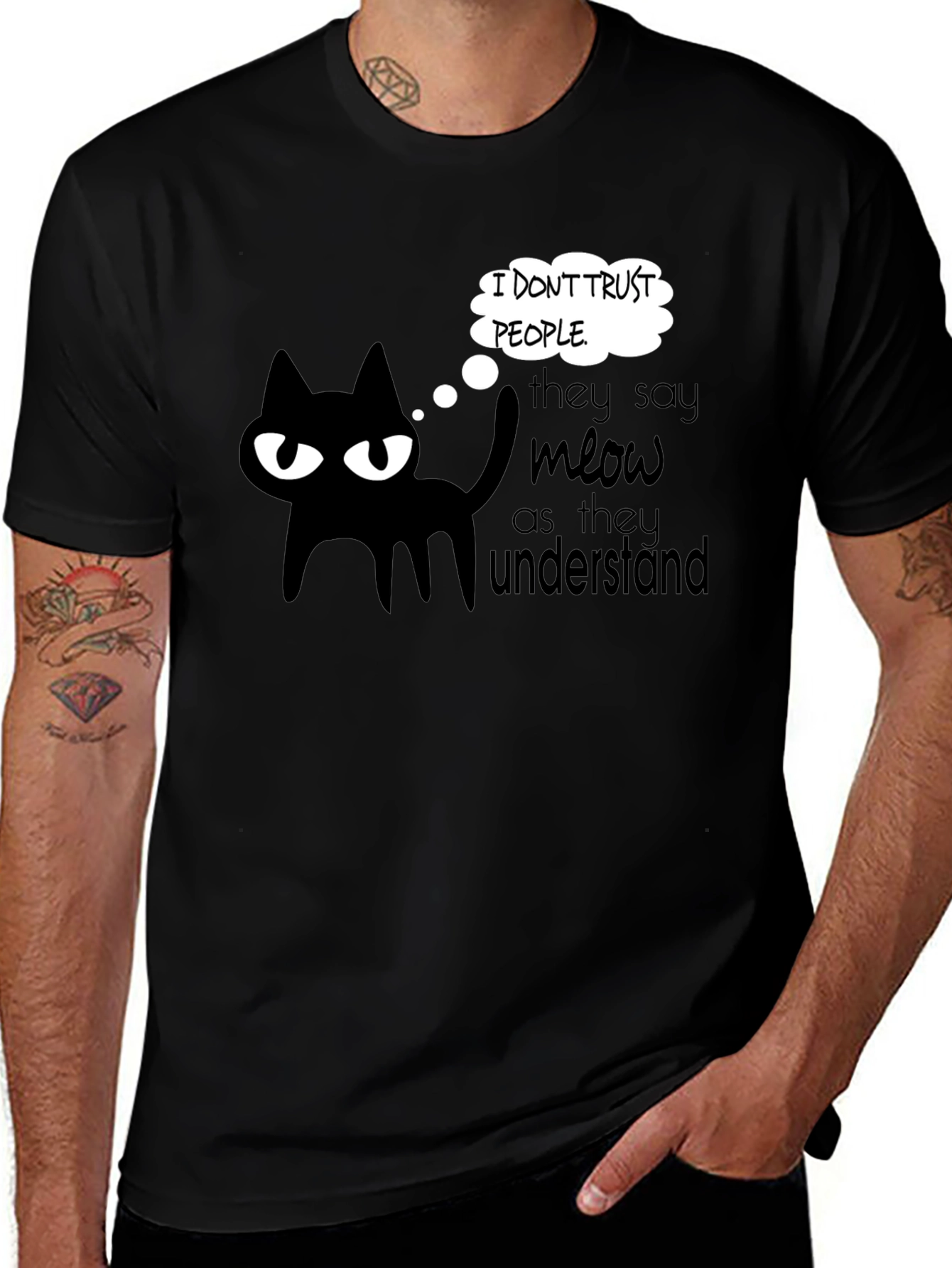 Variant 17 of Cynical Cat Tee: I Don't Trust People Graphic T-Shirt
