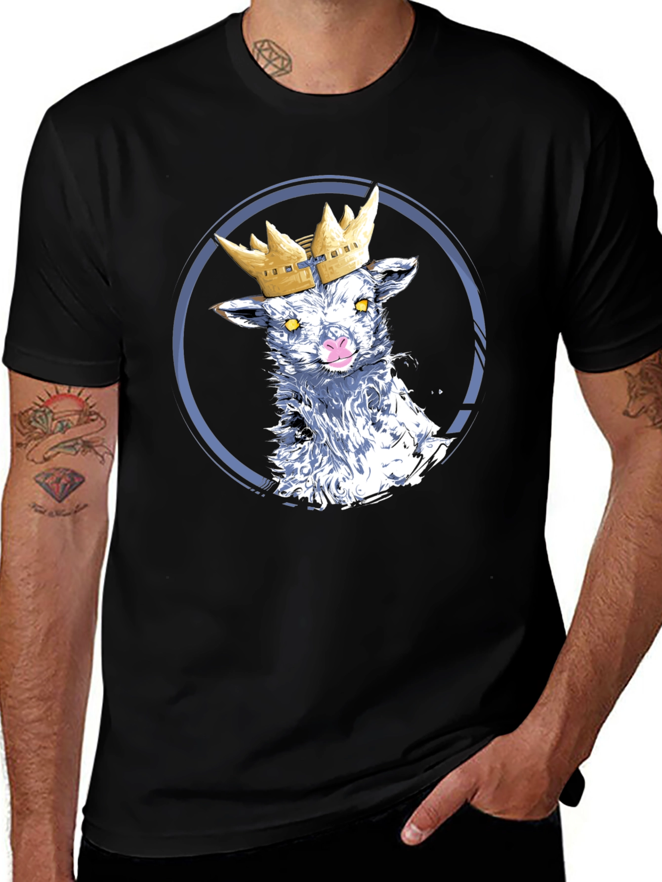 Variant 6 of Crowned Lamb Graphic T-Shirt - Black