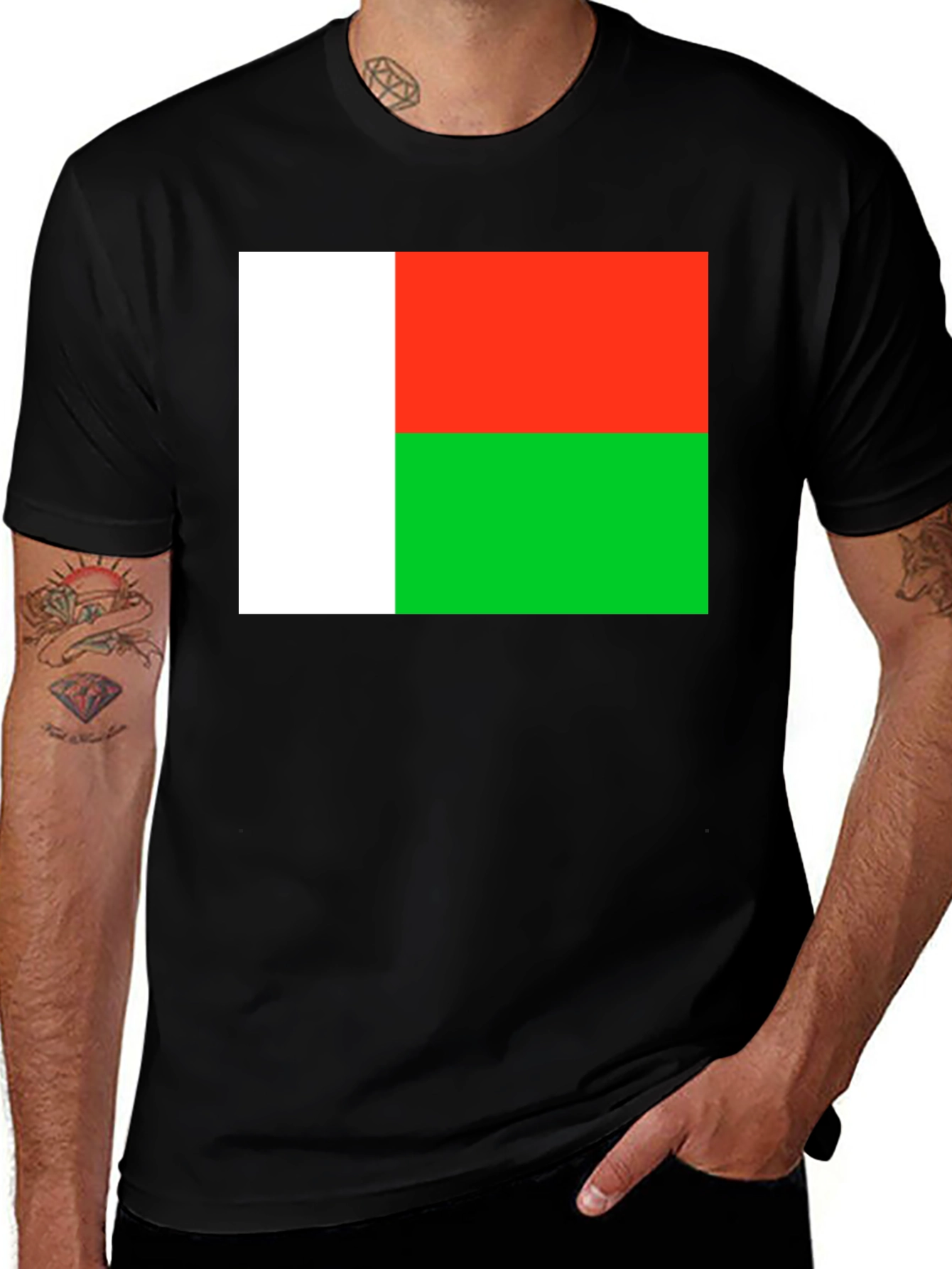 Variant 16 of Madagascar Flag T-Shirt - Black Cotton Tee