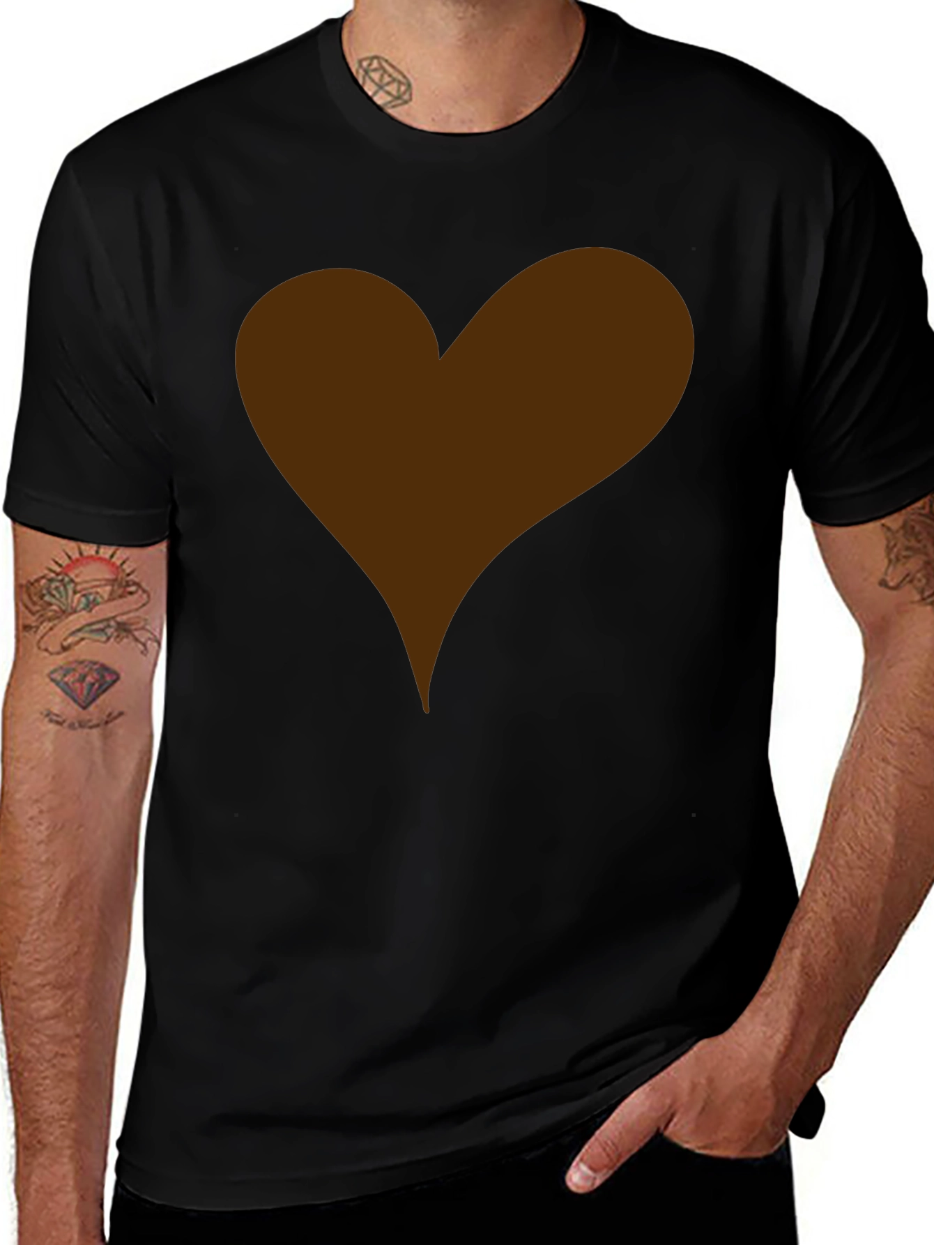 Variant 23 of Black T-Shirt with Brown Heart Graphic
