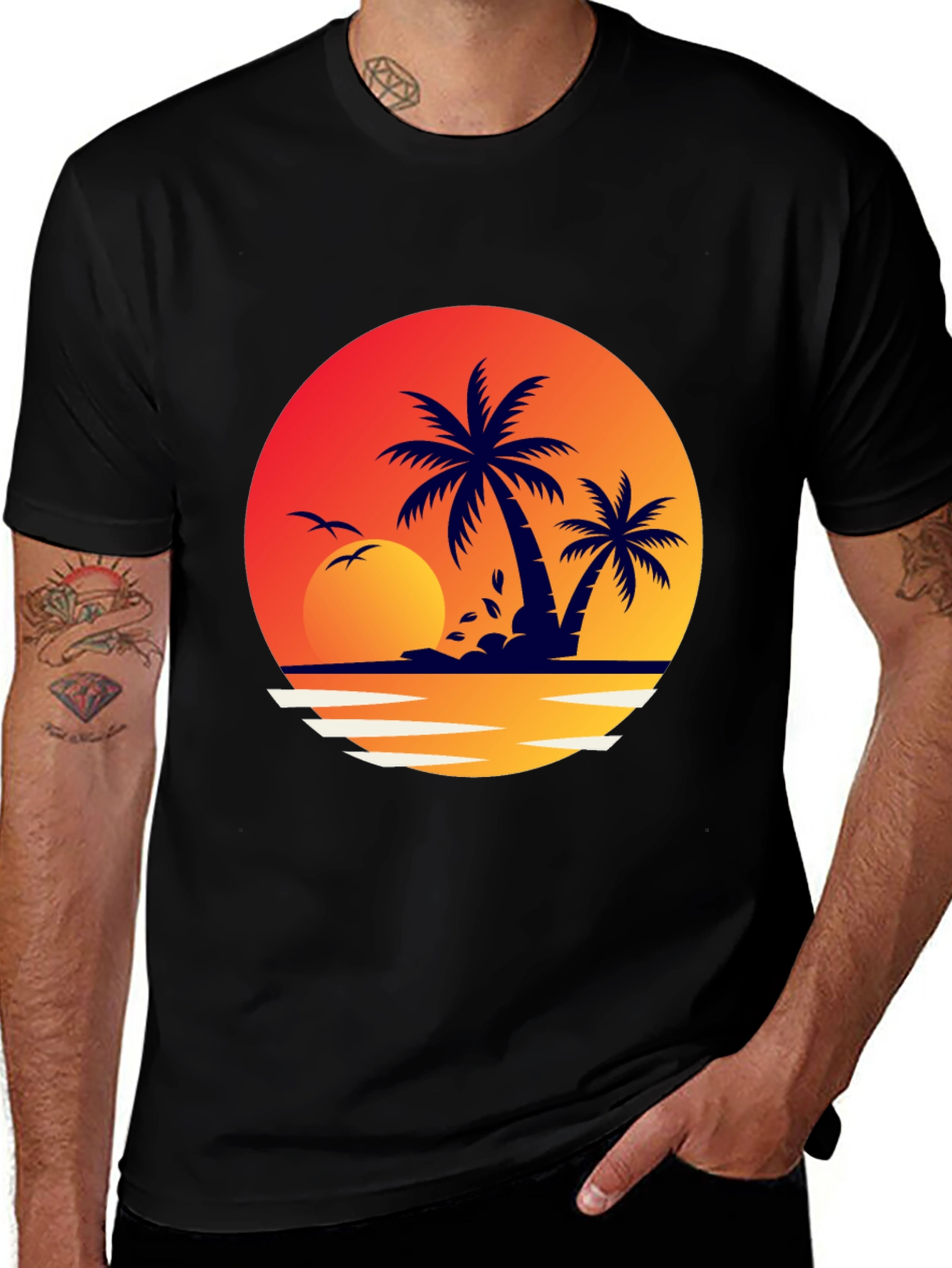 Variant 17 of Tropical Sunset Palm Tree Graphic T-Shirt