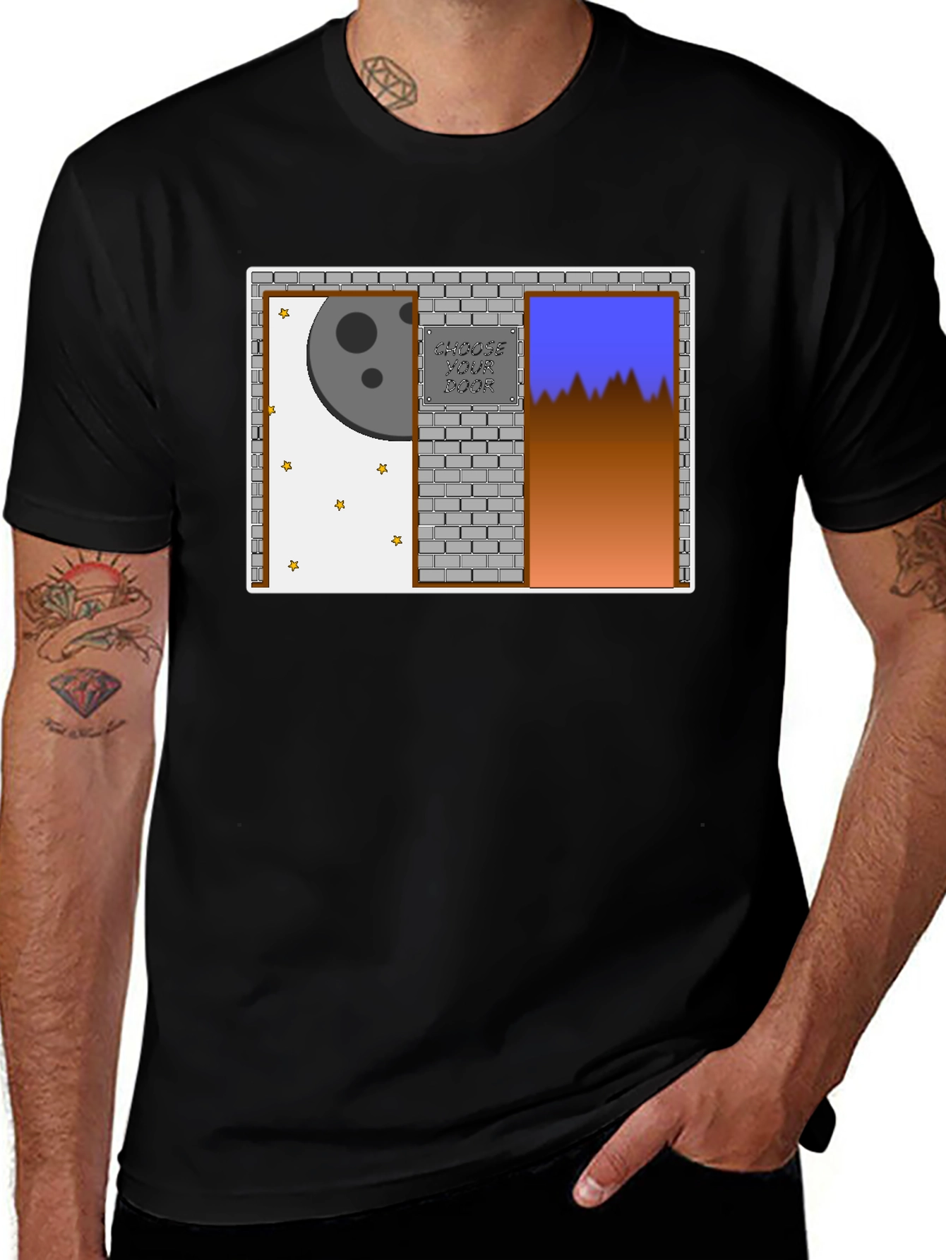 Variant 2 of Choose Your Door T-Shirt - Moon or Sky?