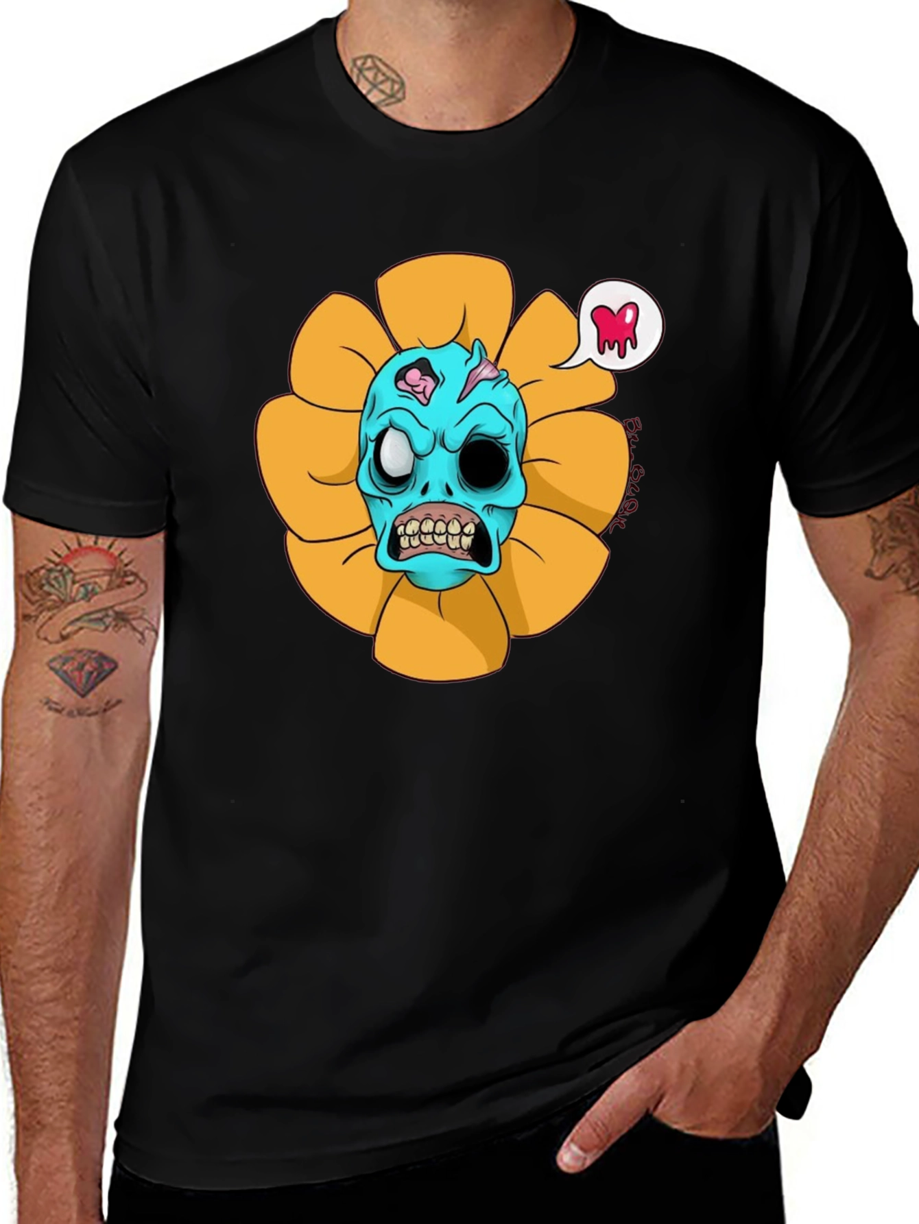 Variant 19 of Zombie Sunflower Graphic Tee - Unique Halloween T-Shirt