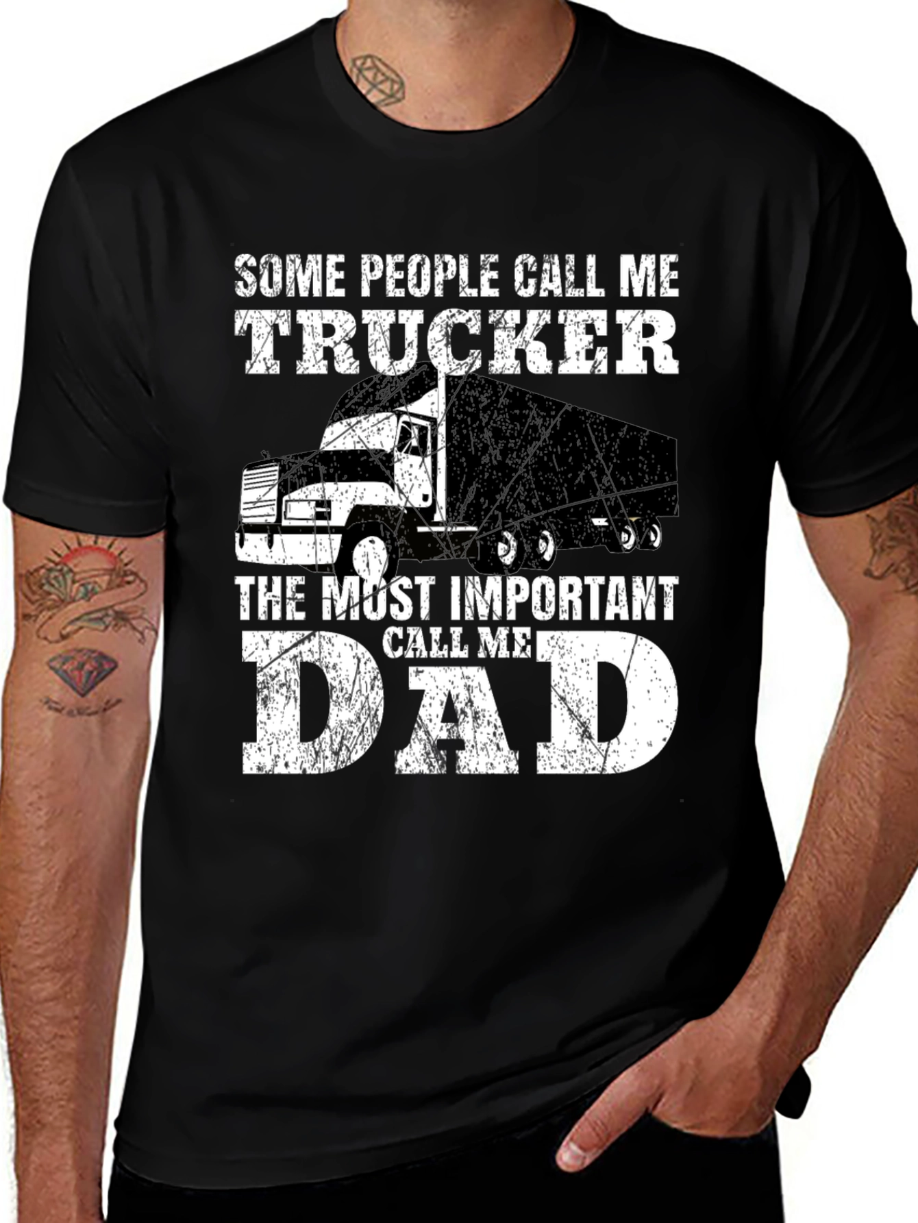 Variant 15 of Trucker Dad Graphic T-Shirt - Black
