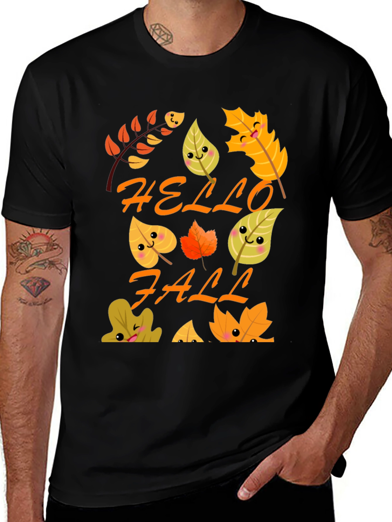 Hello Fall T-Shirt - Cute Autumn Leaves Graphic Tee