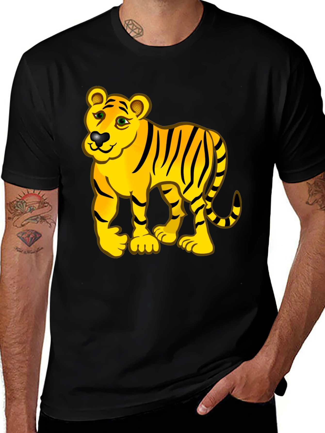 Variant 8 of Tiger Cartoon Black T-Shirt