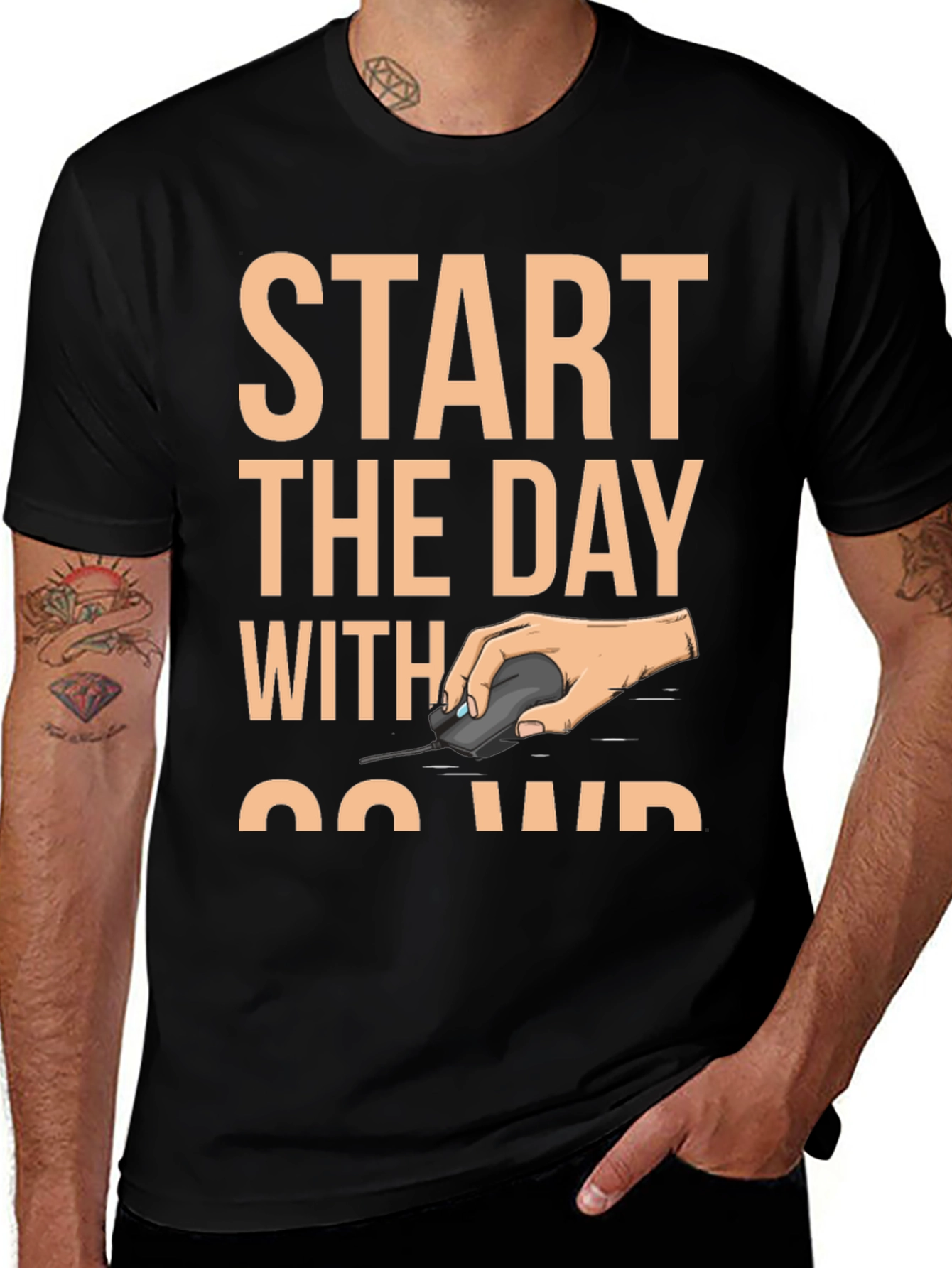 Variant 17 of Start The Day With PC Win Black T-Shirt