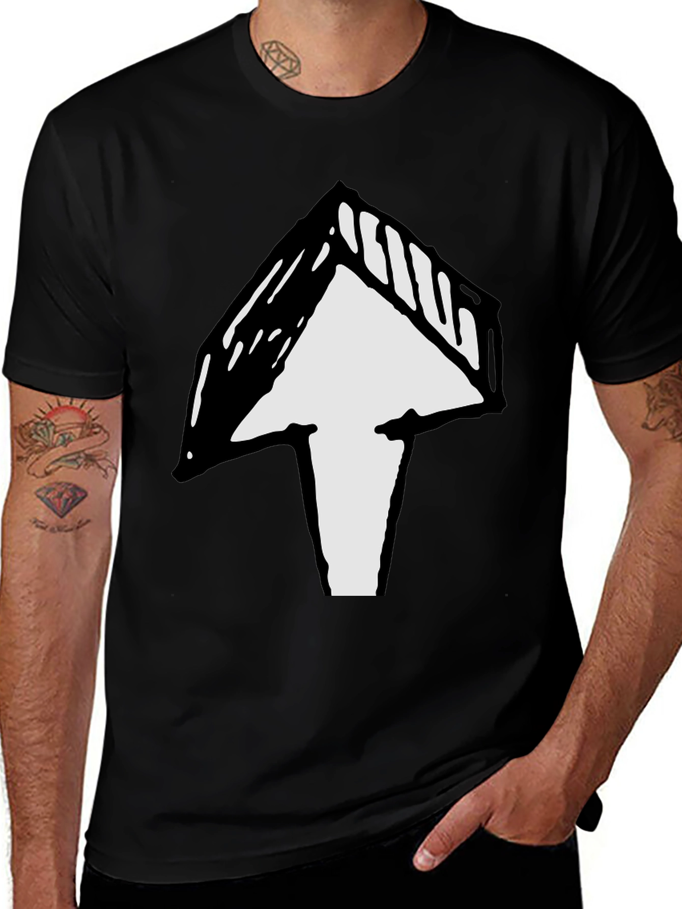Graphic Arrow T-Shirt - Casual Black Tee