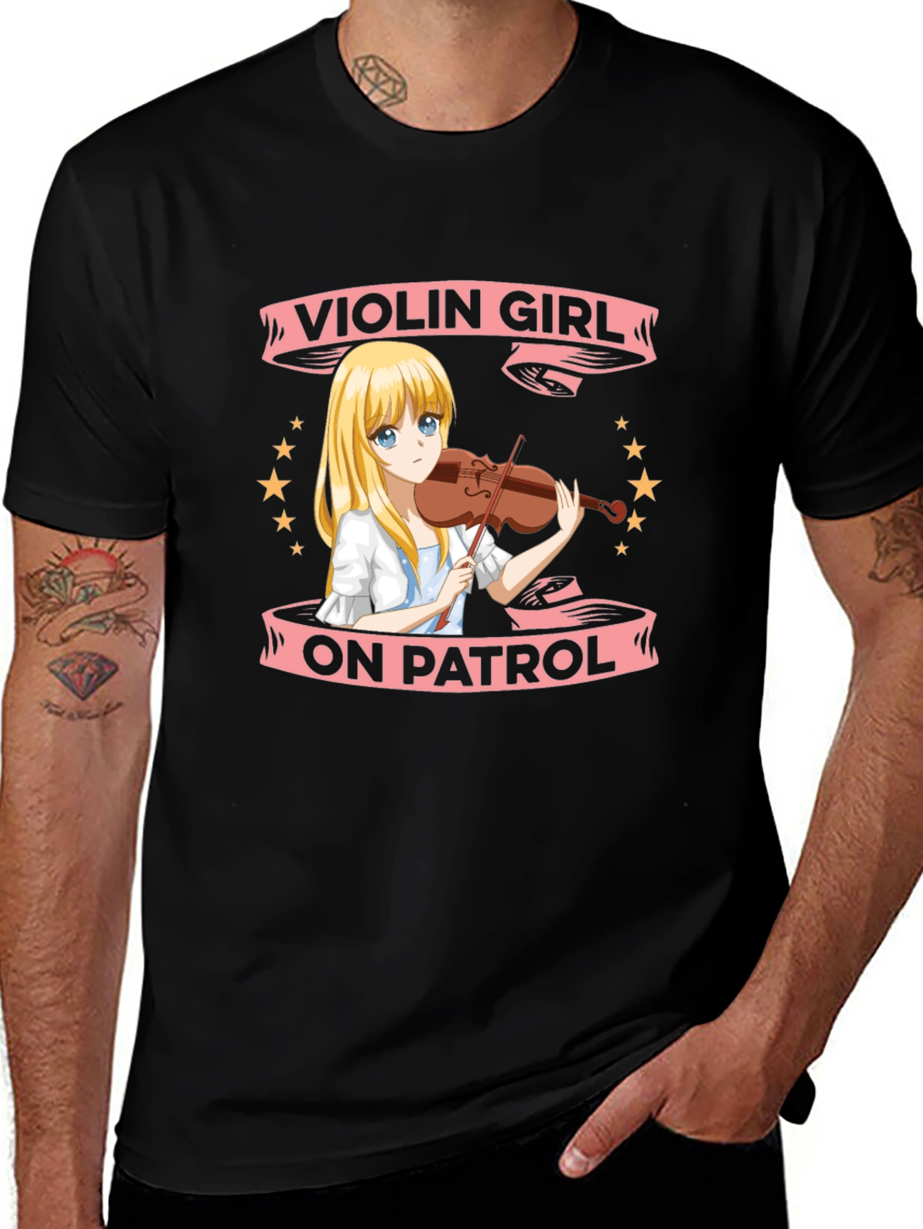 Variant 19 of Violin Girl on Patrol Anime T-Shirt - Black