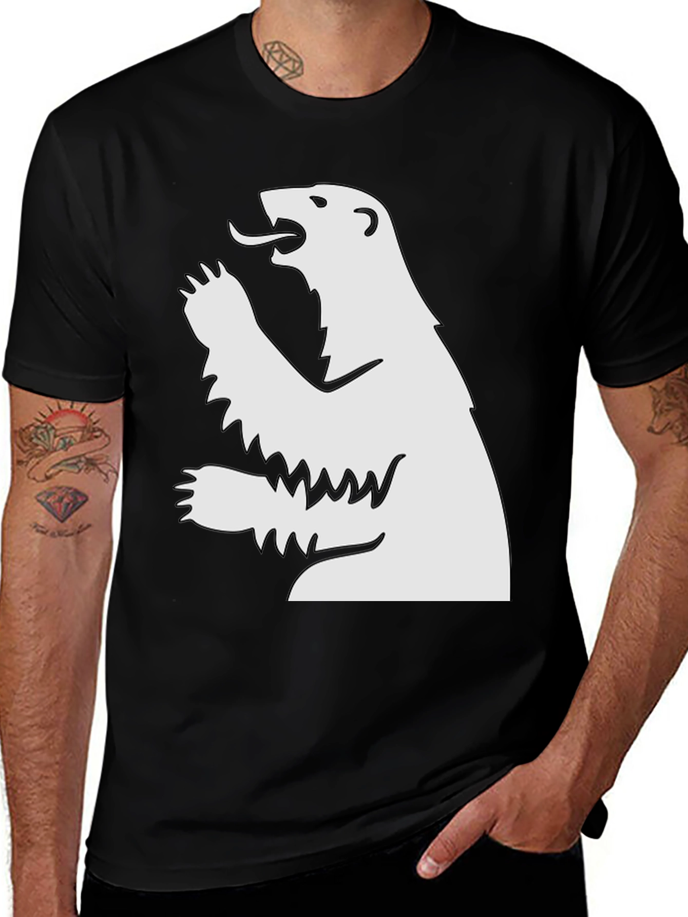 Variant 23 of Bear Graphic Tee - Black Cotton T-Shirt