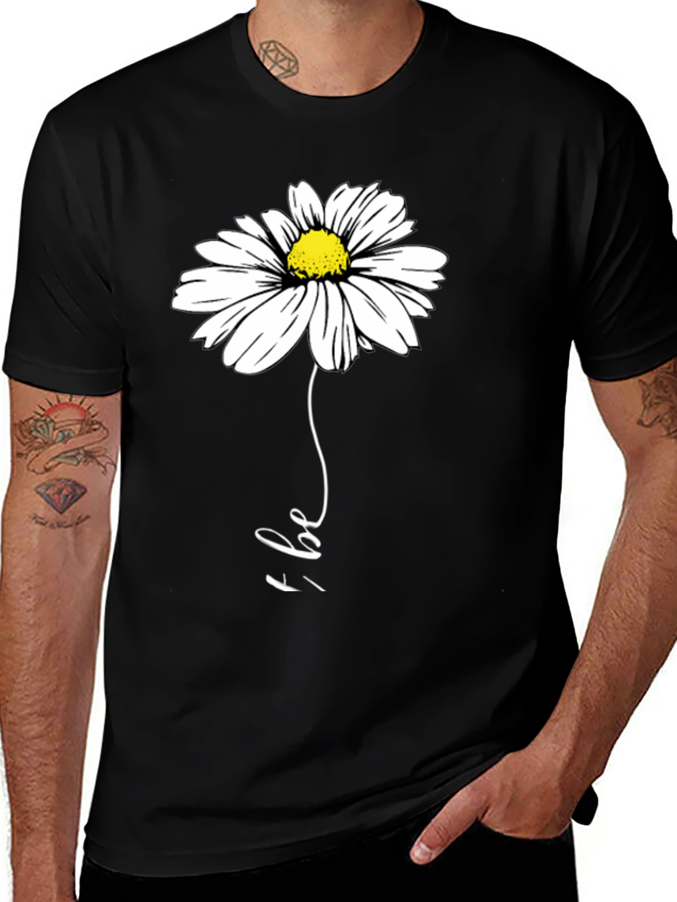 Variant 11 of Daisy "Be" Graphic Tee - Black
