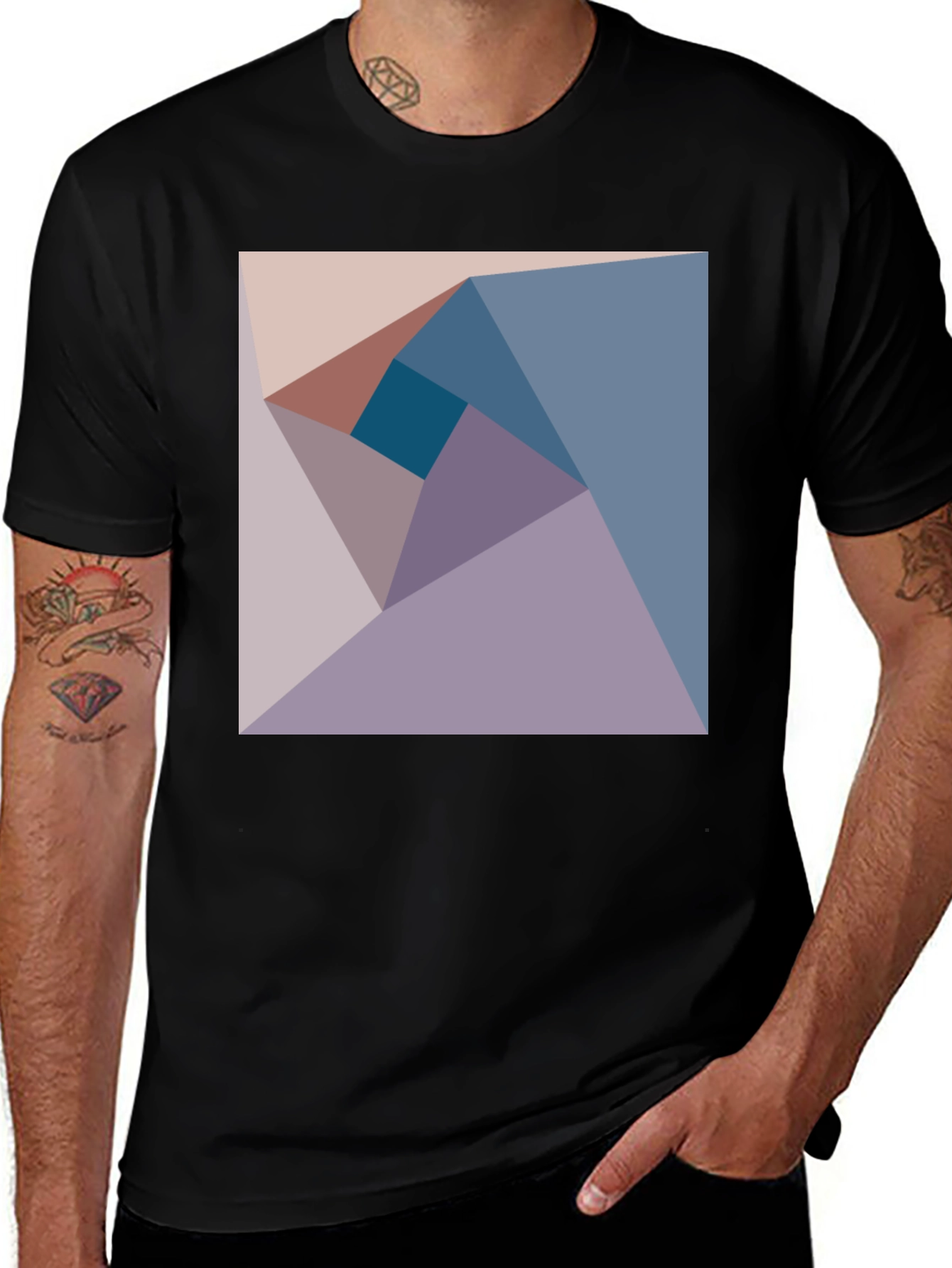 Black Geometric Design Tee - Abstract Art Shirt main image