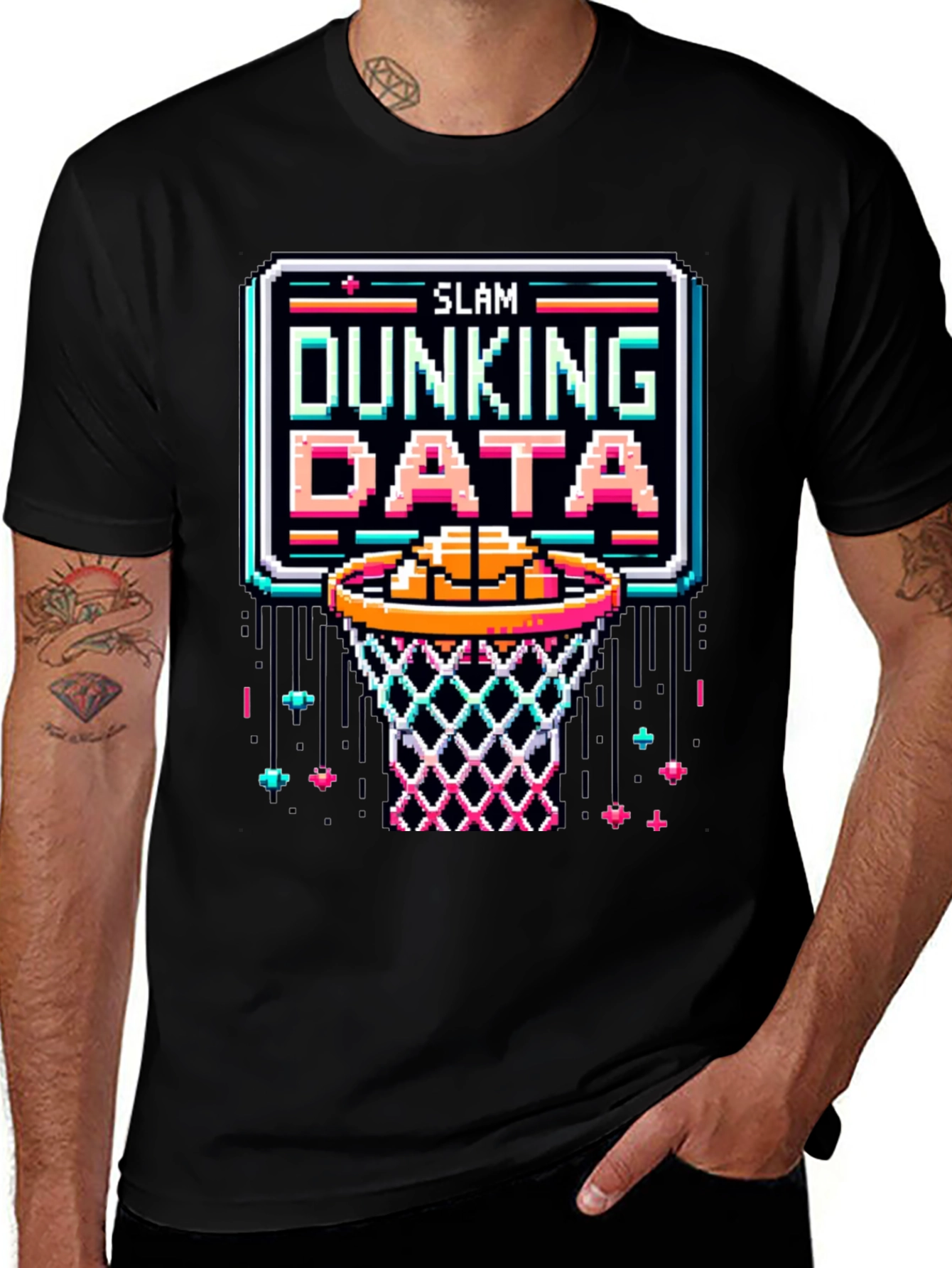 Variant 23 of Slam Dunking Data Pixel Art T-Shirt