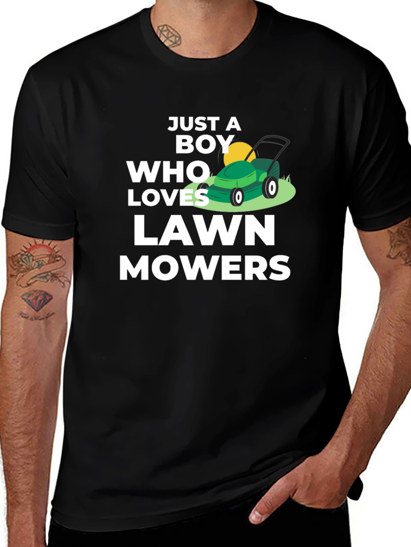 Variant 20 of Just a Boy Who Loves Lawn Mowers T-Shirt - Black