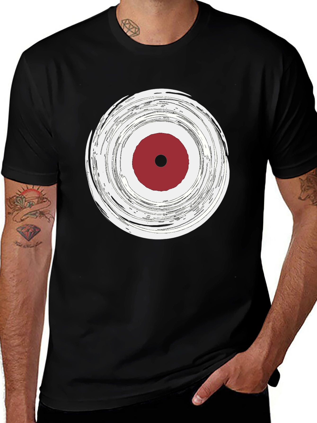Variant 6 of Abstract Target Graphic Tee - Stylish Men's Black T-Shirt