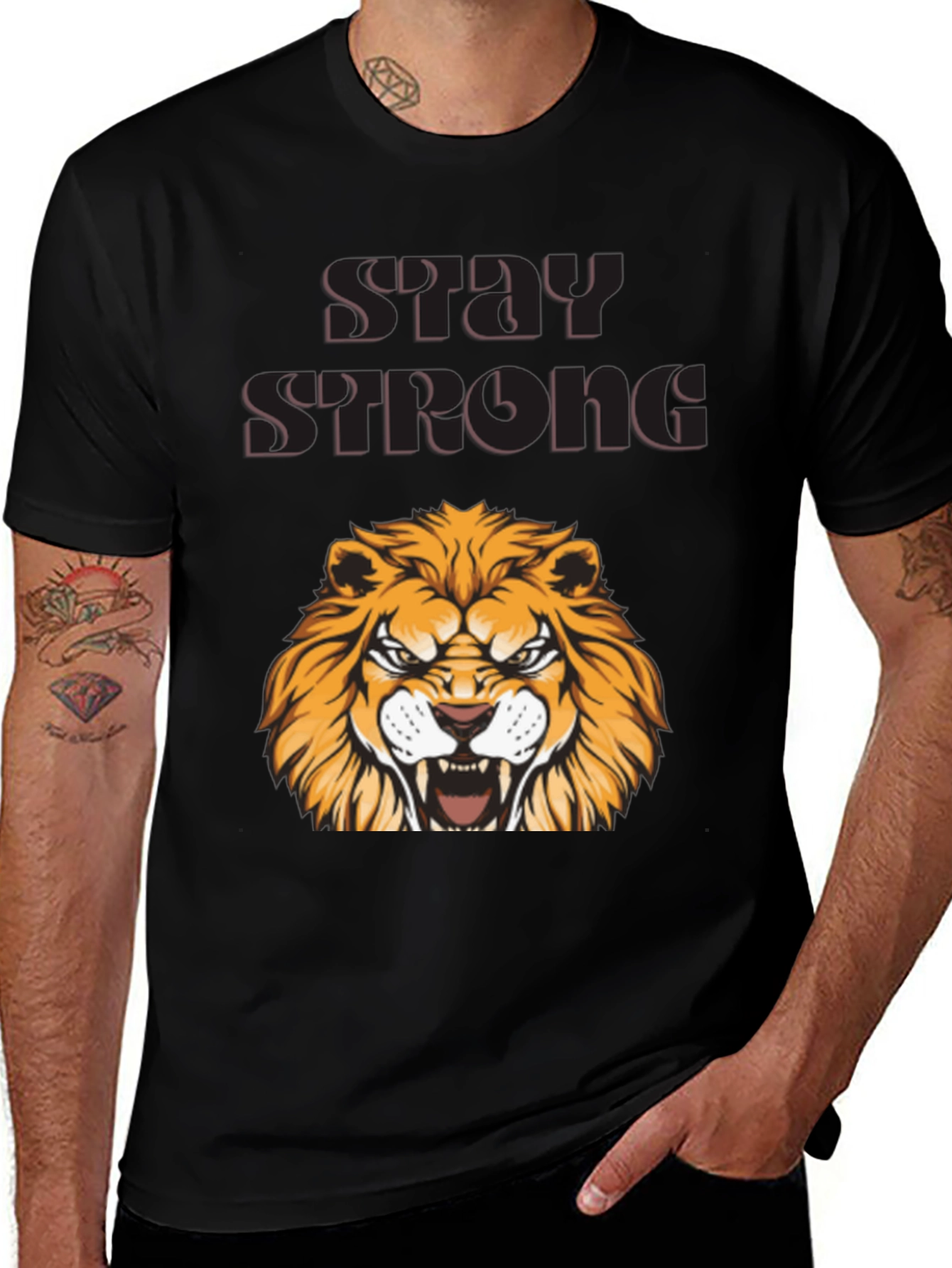 Variant 30 of Stay Strong Lion Graphic Tee - Bold Design