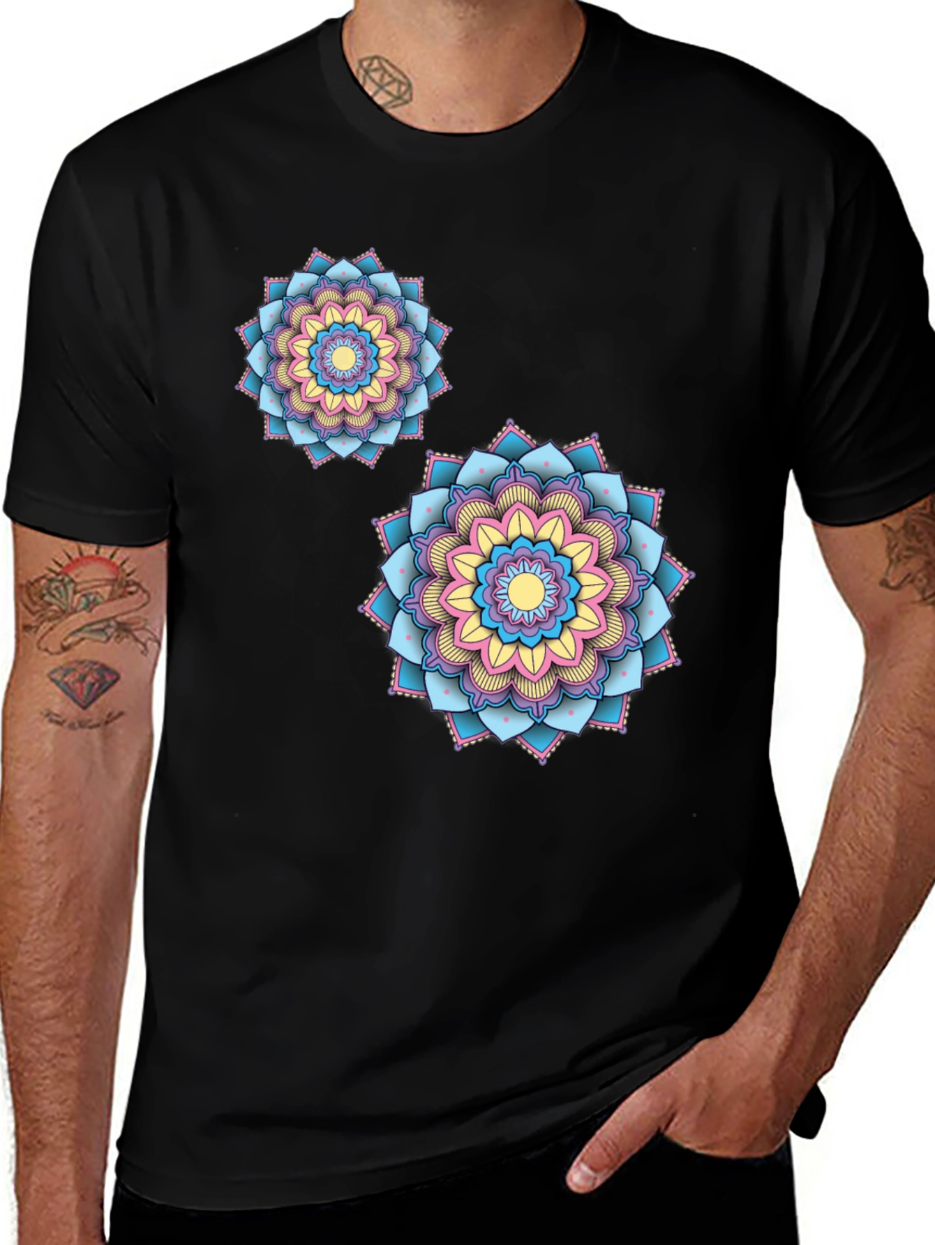 Mandala Print Black T-Shirt - Casual Style