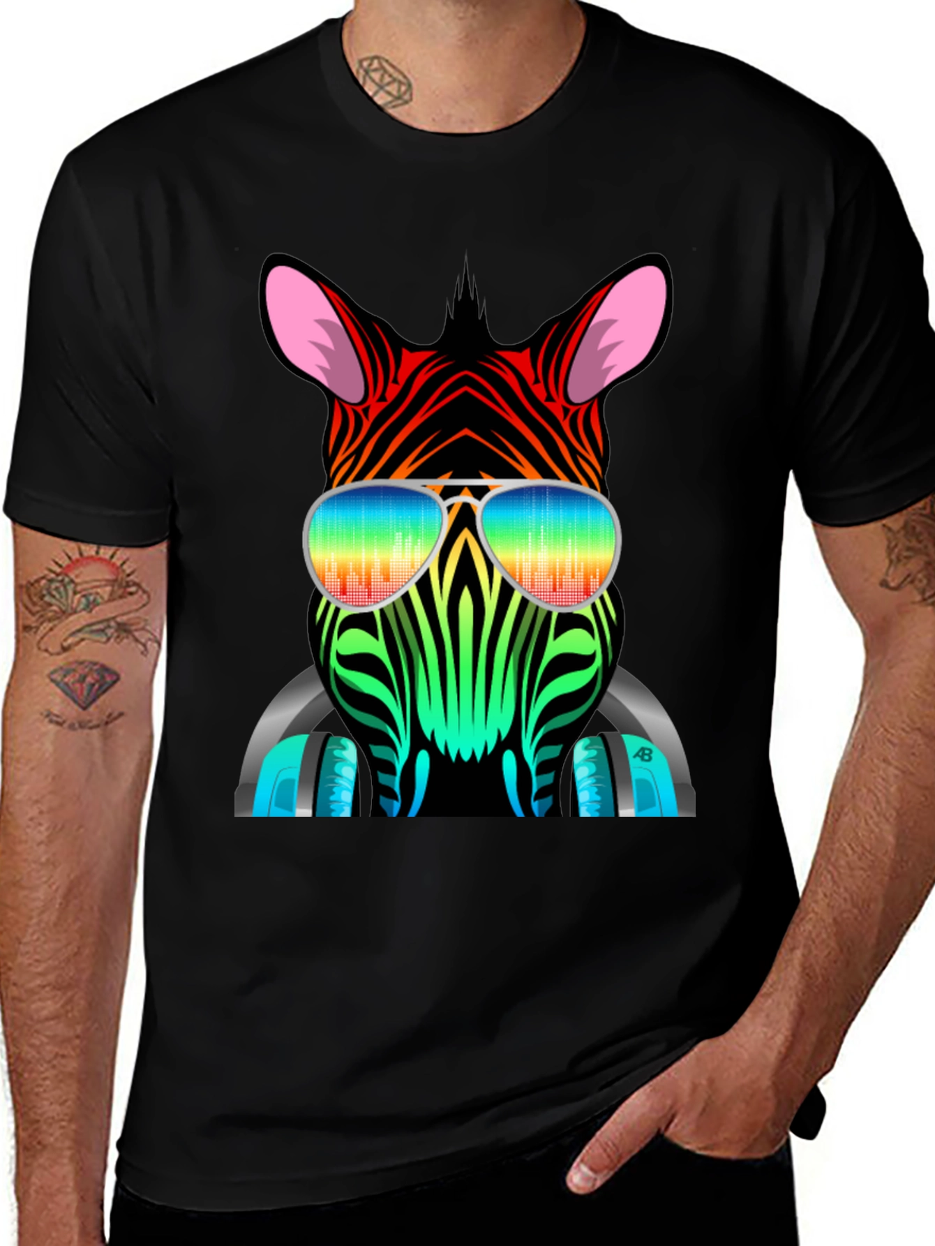 Black Cool Zebra Graphic Tee main image