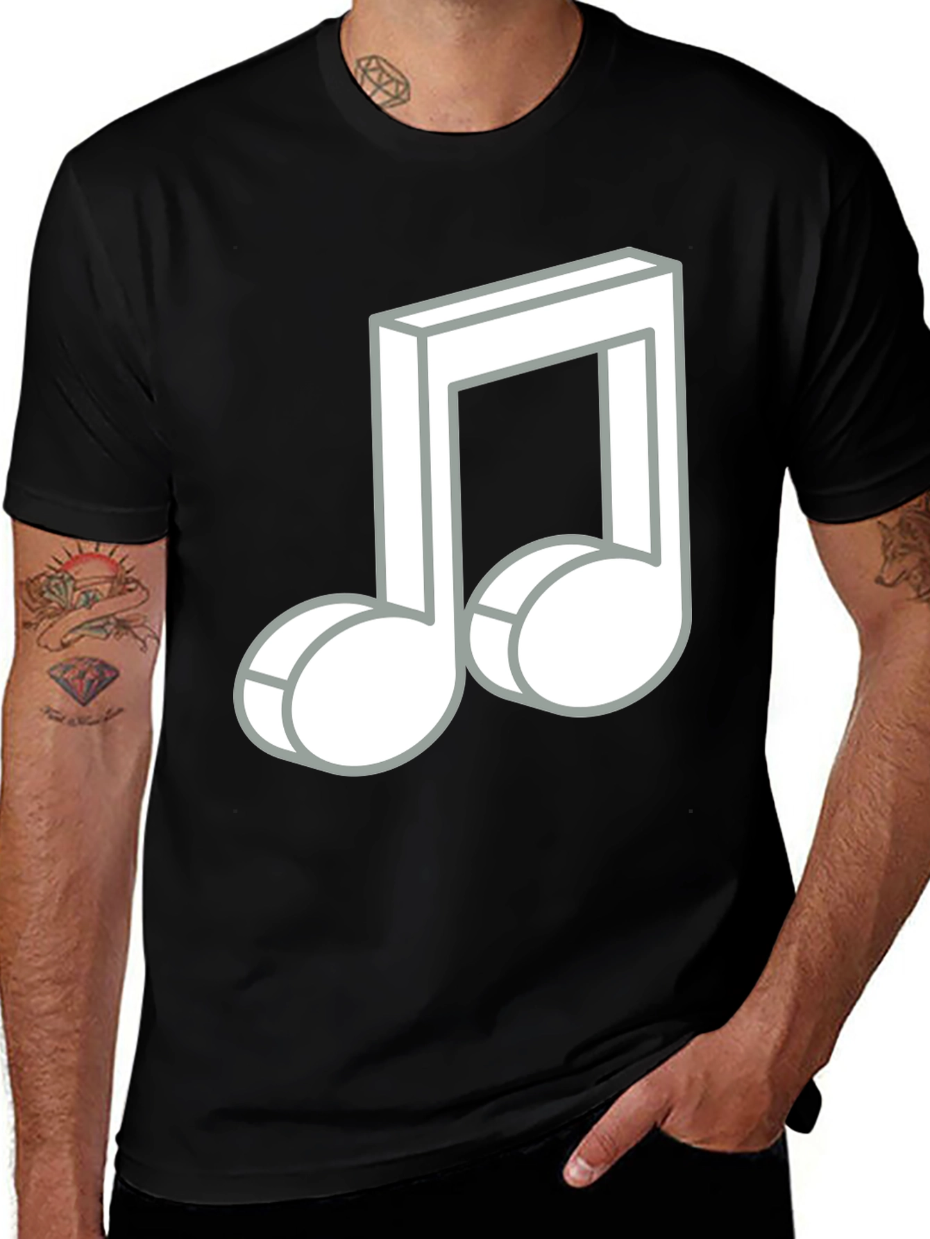 Variant 21 of Musical Note Graphic Tee - Black Cotton Comfort
