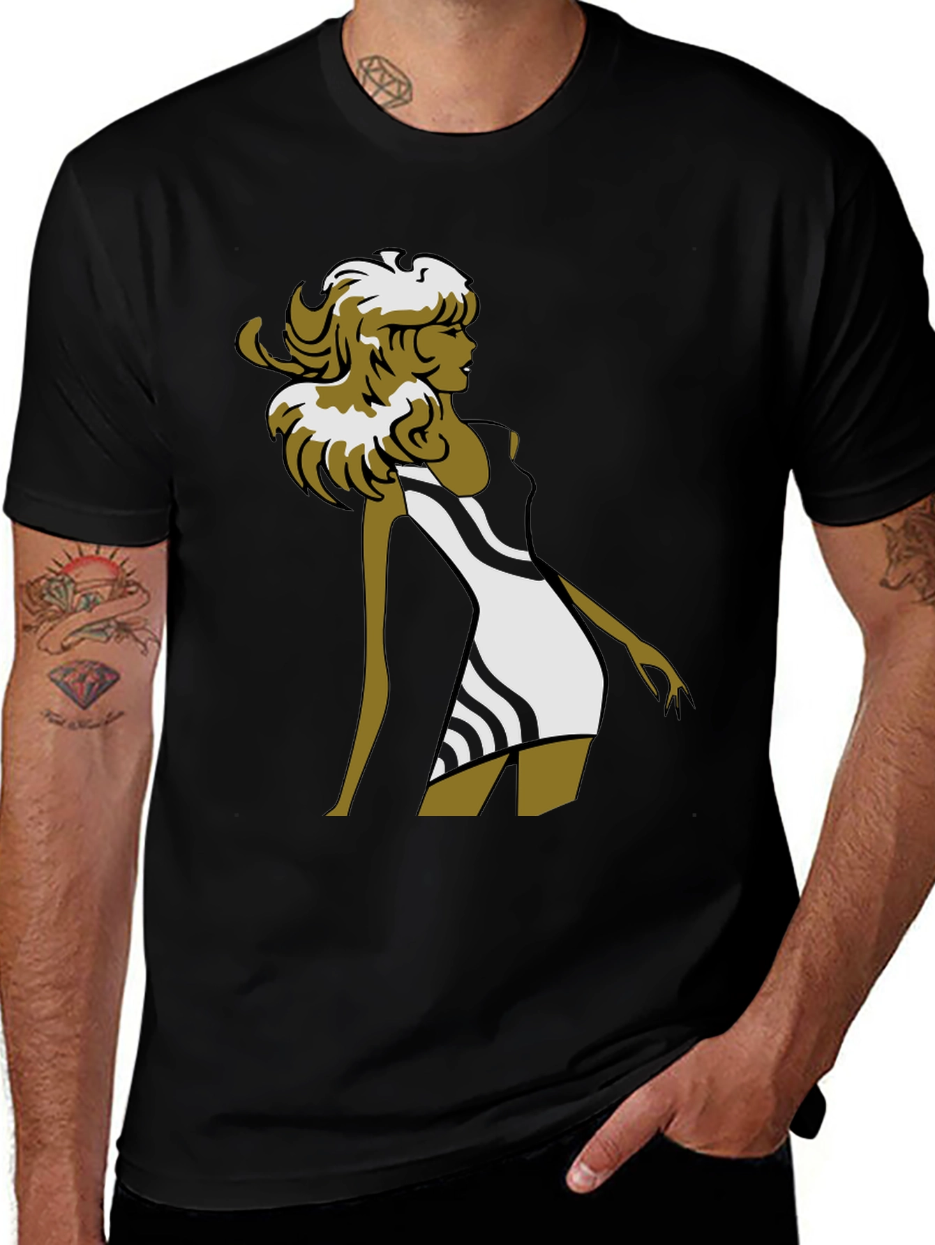 Variant 26 of Stylish Retro Graphic Tee - Black Cotton Blend