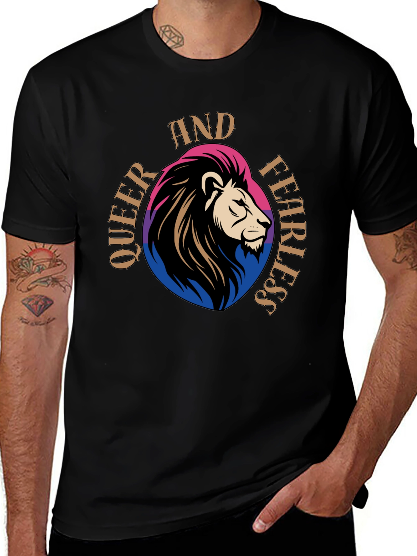 Variant 3 of Queer & Fearless Lion Graphic Tee