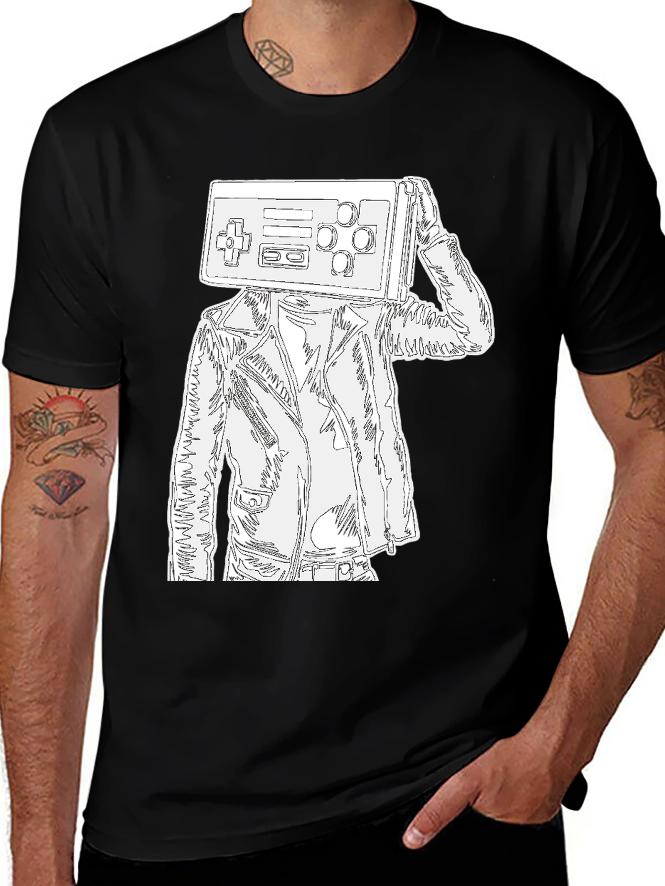 Variant 21 of Retro Gamer Head T-Shirt - Black