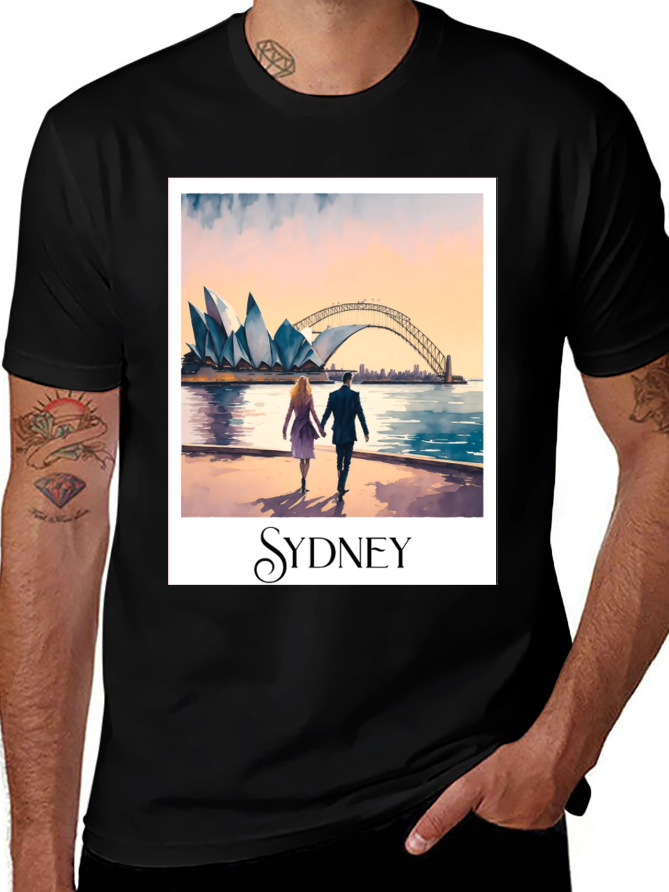 Sydney Opera House Graphic Tee - Black Cotton T-Shirt