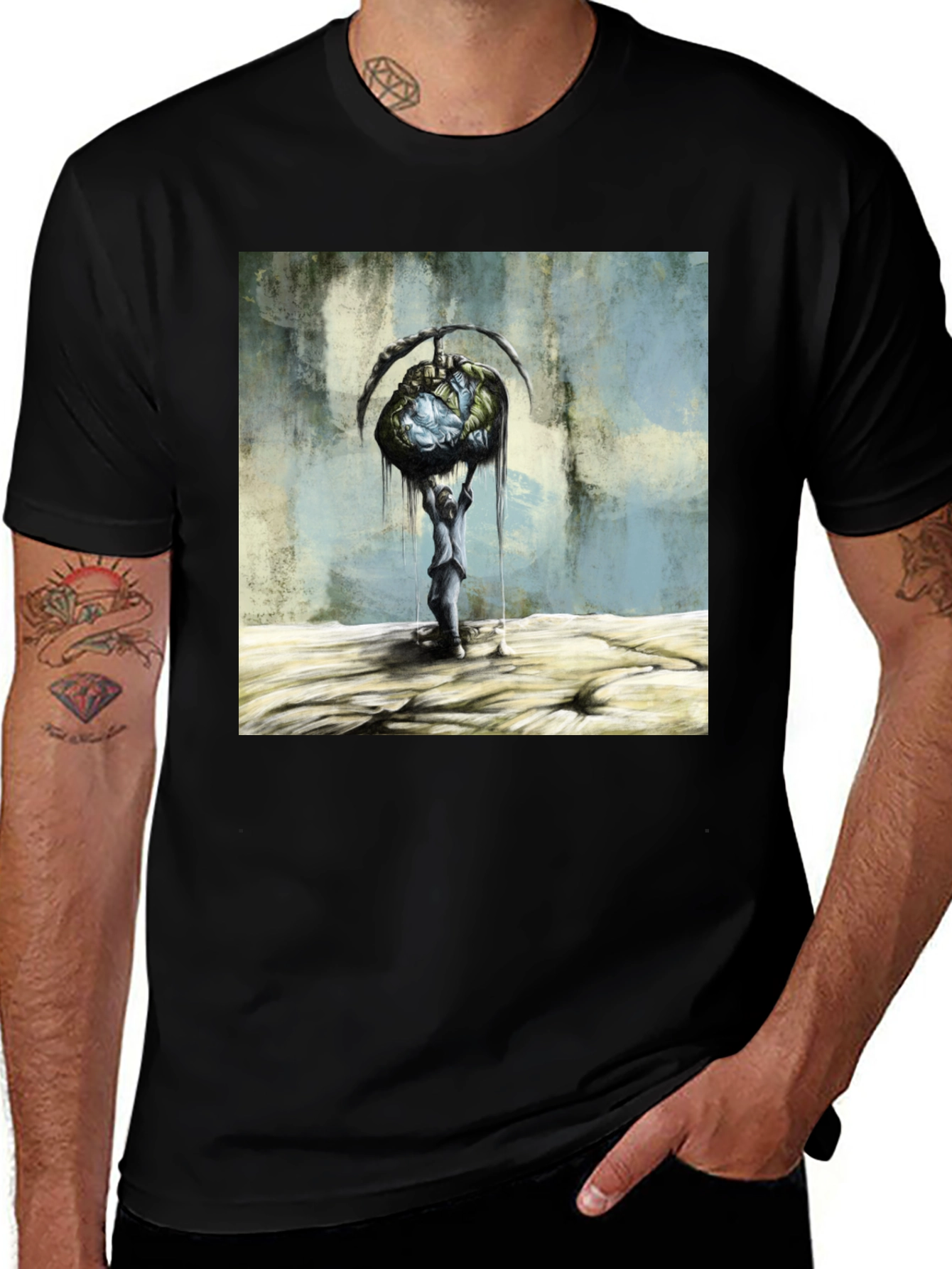 Variant 24 of Artistic Graphic Print Black T-Shirt