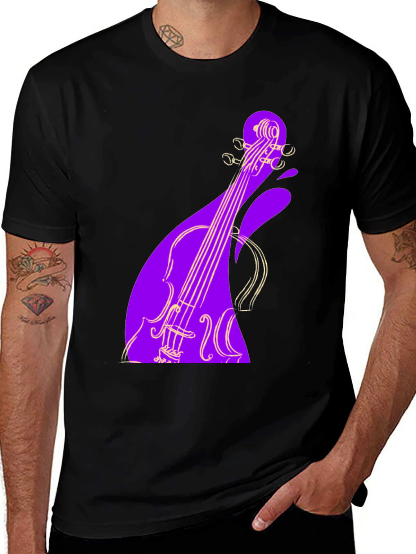 Variant 19 of Violin Graphic Black Tee - Unique Music Lover Gift