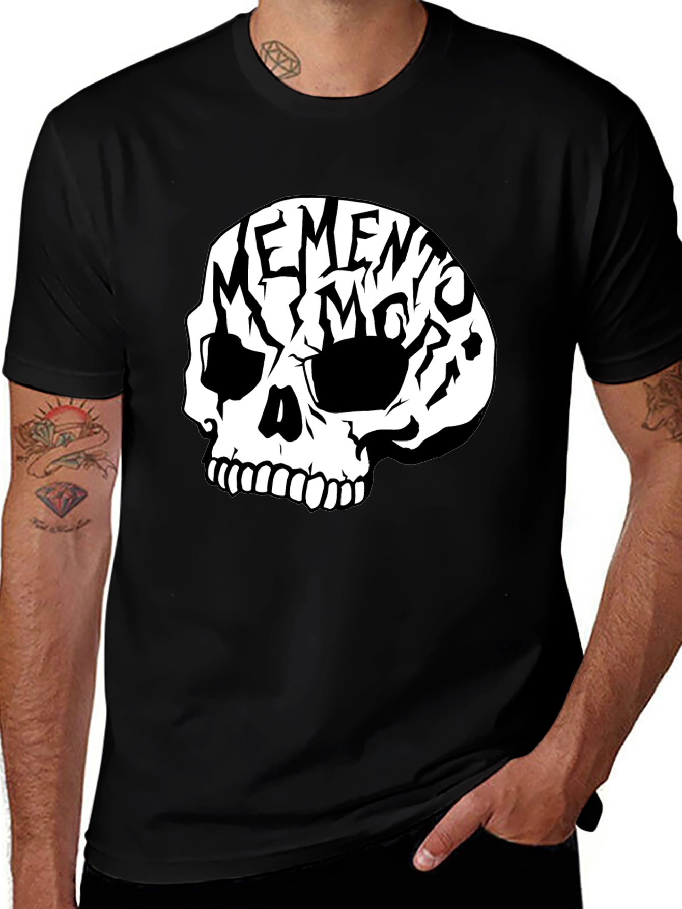 Memento Mori Skull Graphic Tee - Classic Black