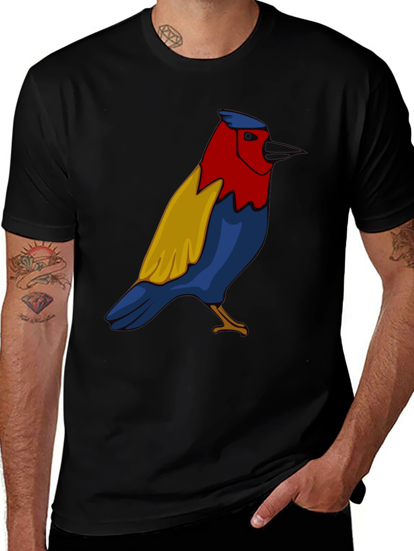 Bird Graphic T-Shirt - Black Casual Tee