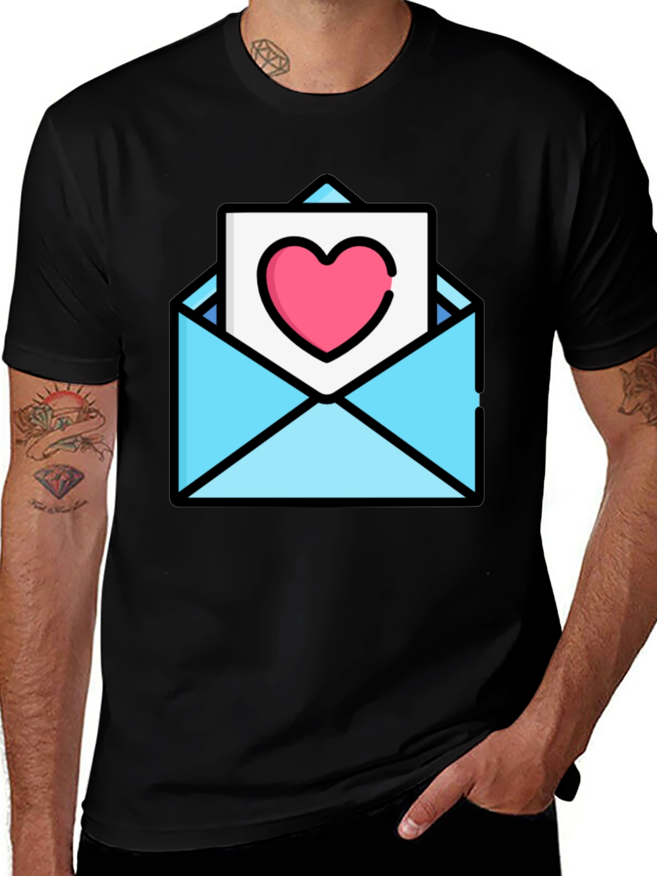 Variant 3 of Heart Envelope Graphic Tee - Trendy Love Letter Shirt
