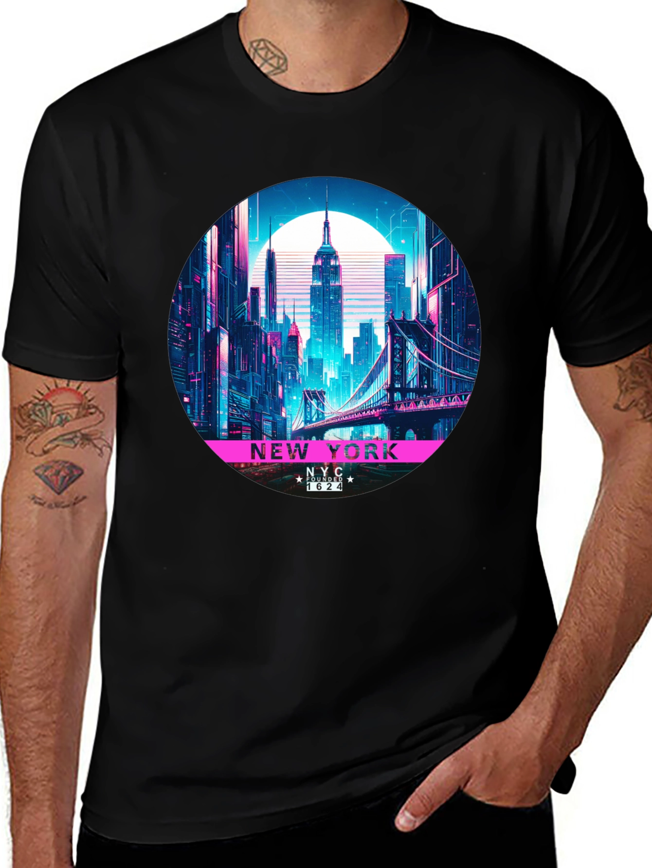 Variant 23 of Retro New York Cityscape Graphic Tee