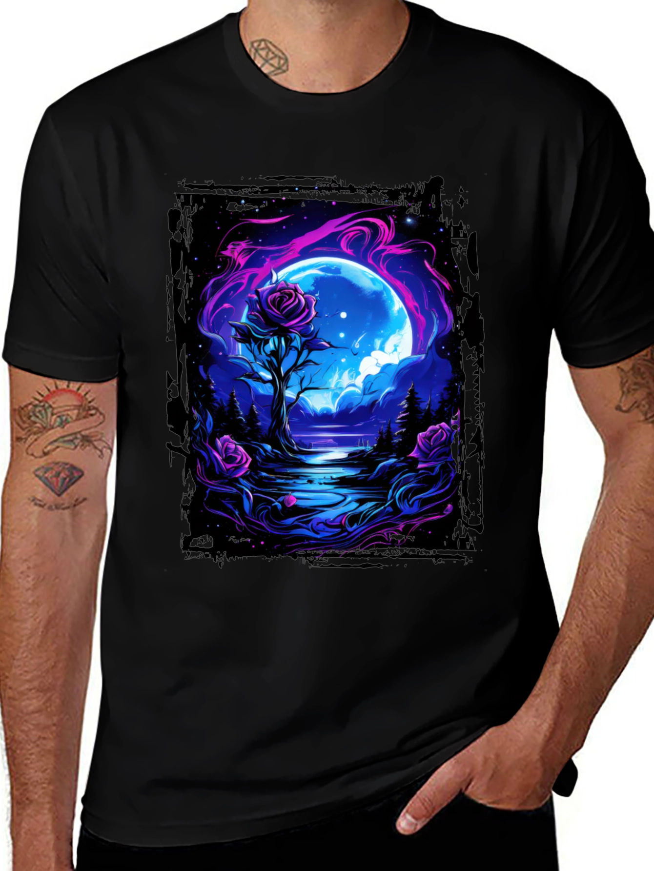 Variant 24 of Mystic Moonlit Rose Graphic Tee