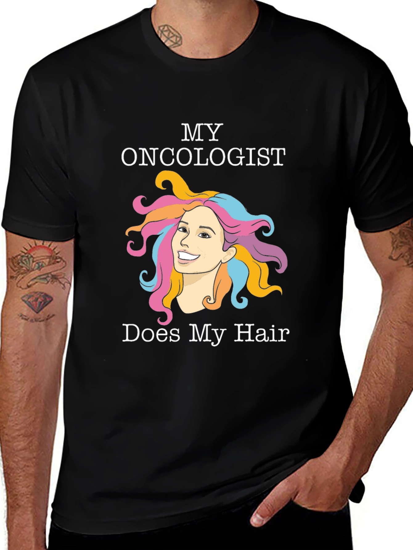 Variant 9 of Funny Oncology T-Shirt - Hair Design