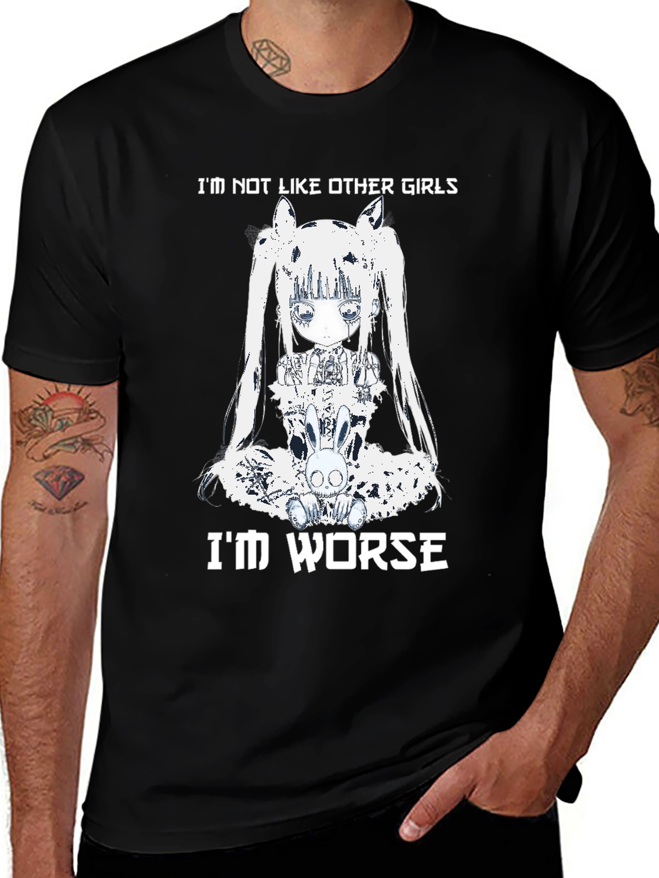 Variant 20 of Edgy "I'm Worse" Graphic T-Shirt