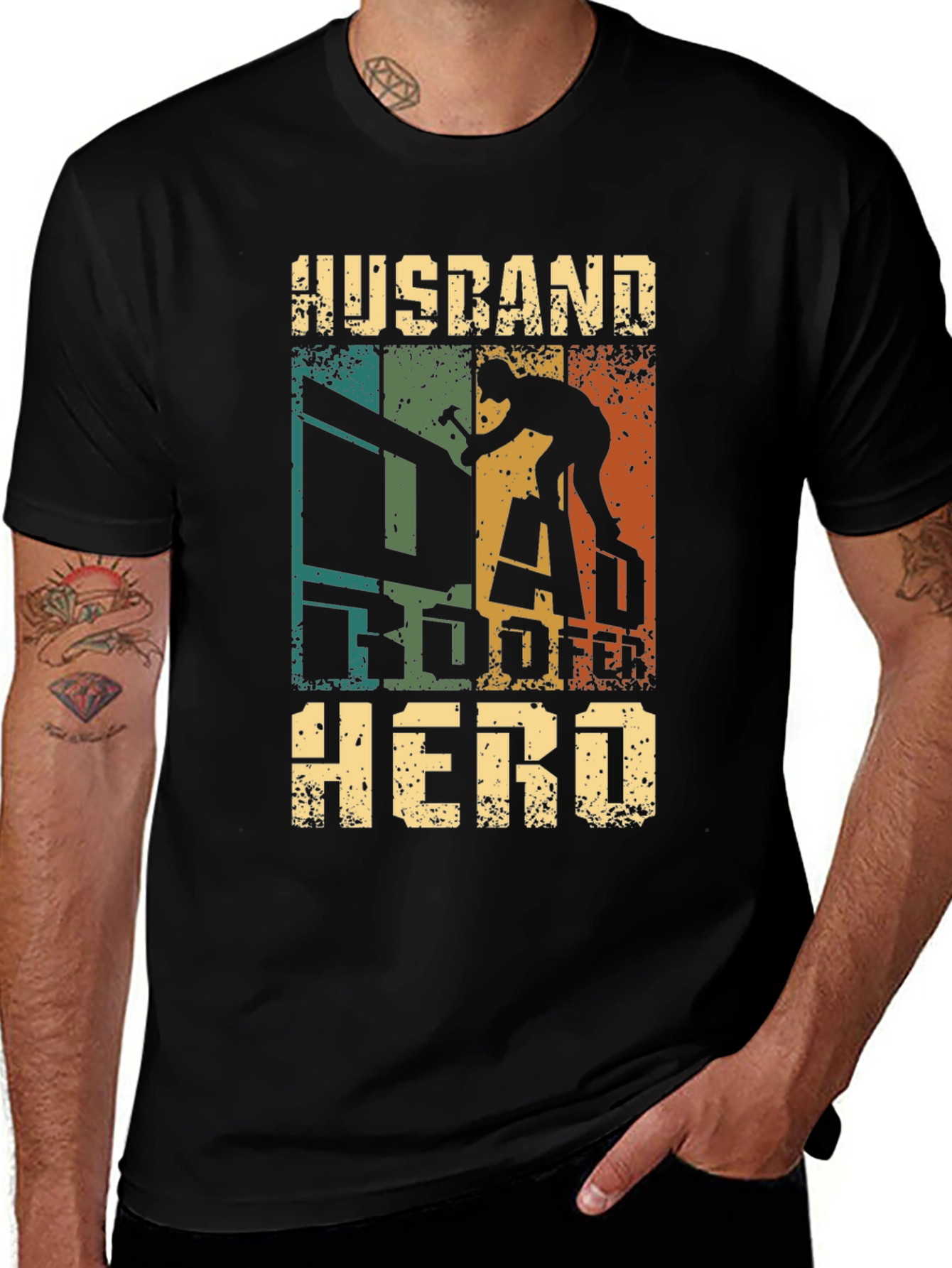 Variant 11 of Husband Roofer Hero T-Shirt, Gift for Roofing Dad