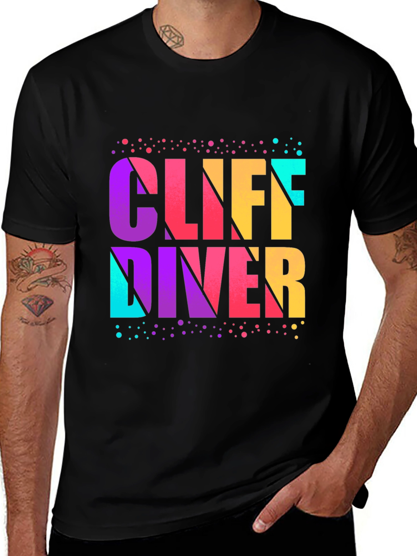 Black Cliff Diver Graphic T-Shirt - Vibrant Design main image