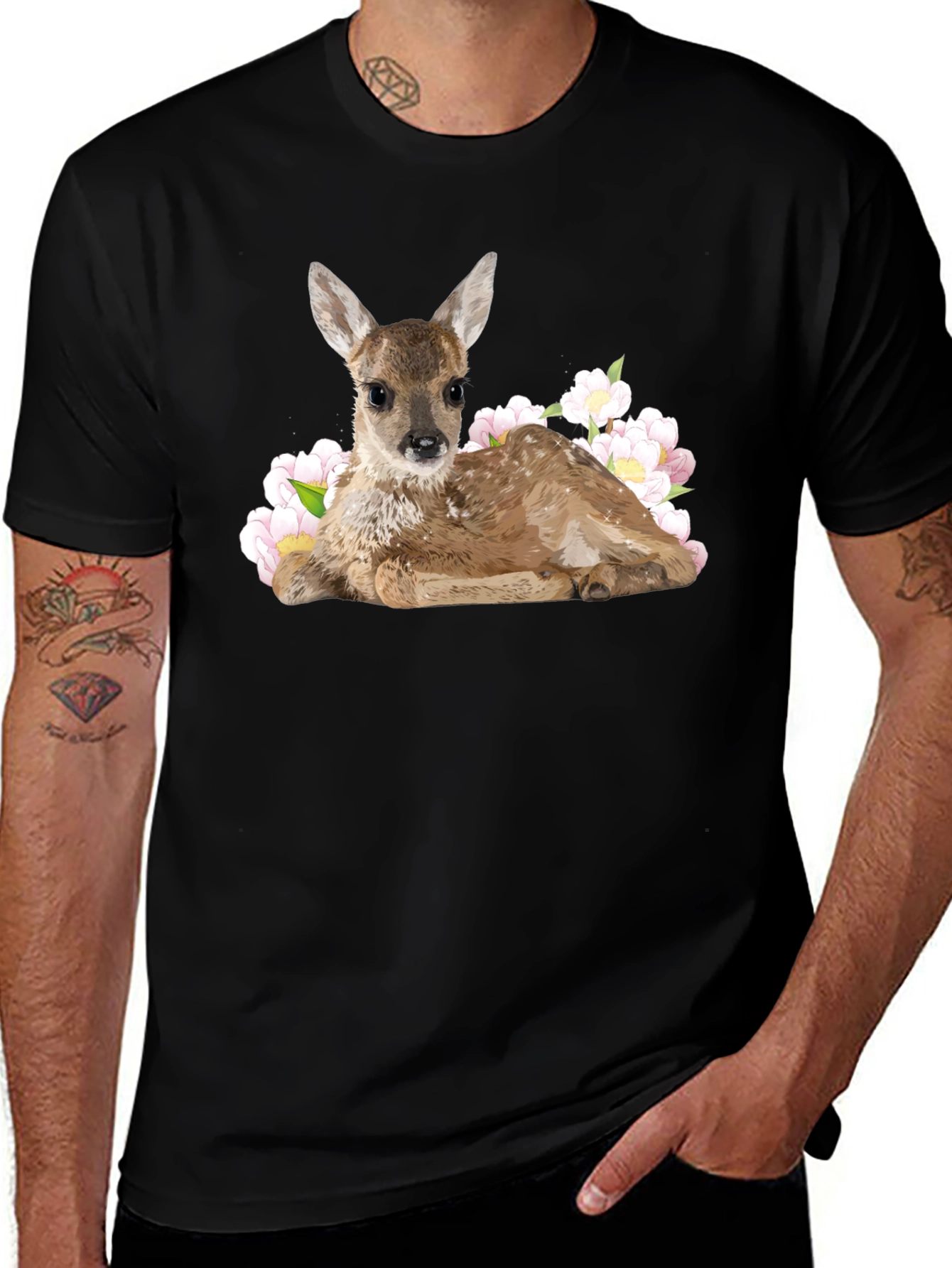 Variant 19 of Deer and Floral T-Shirt