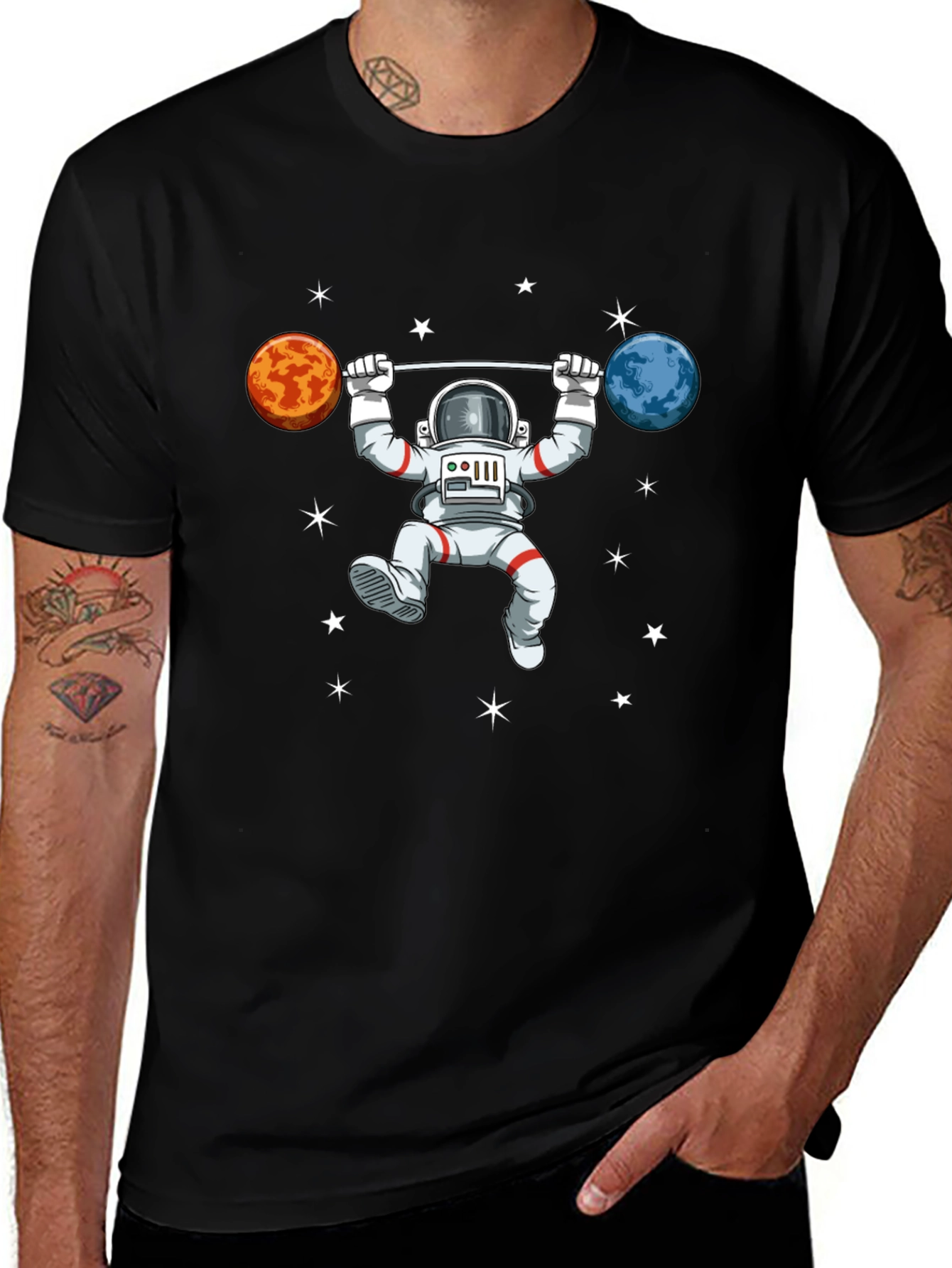 Variant 23 of Astronaut Planet Barbell T-Shirt