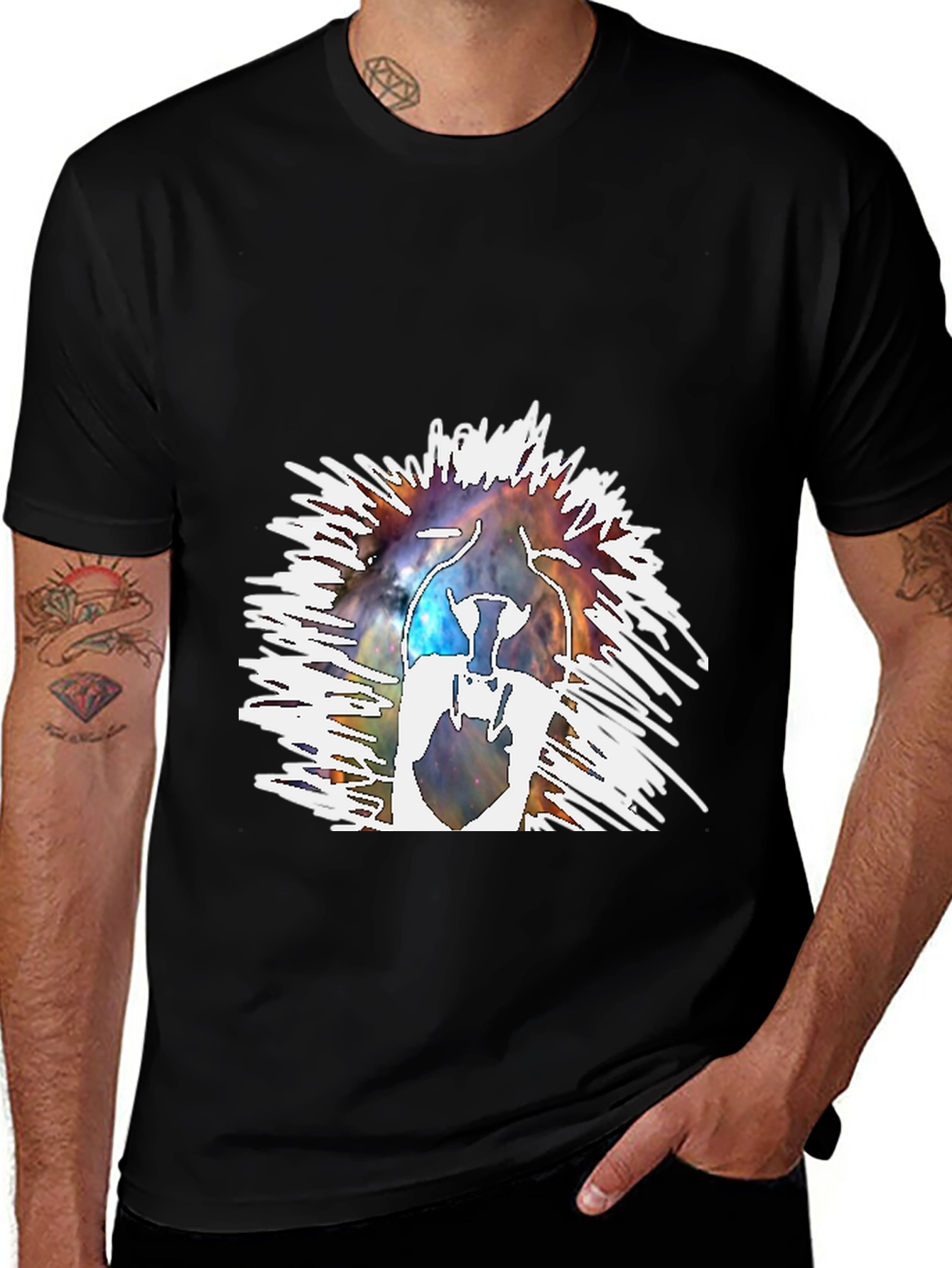 Variant 28 of Galaxy Astronaut Graphic Tee - Men's Black T-Shirt