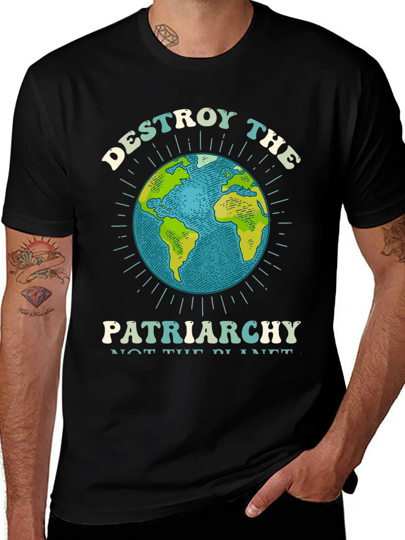 Variant 12 of Destroy Patriarchy Earth Graphic Tee