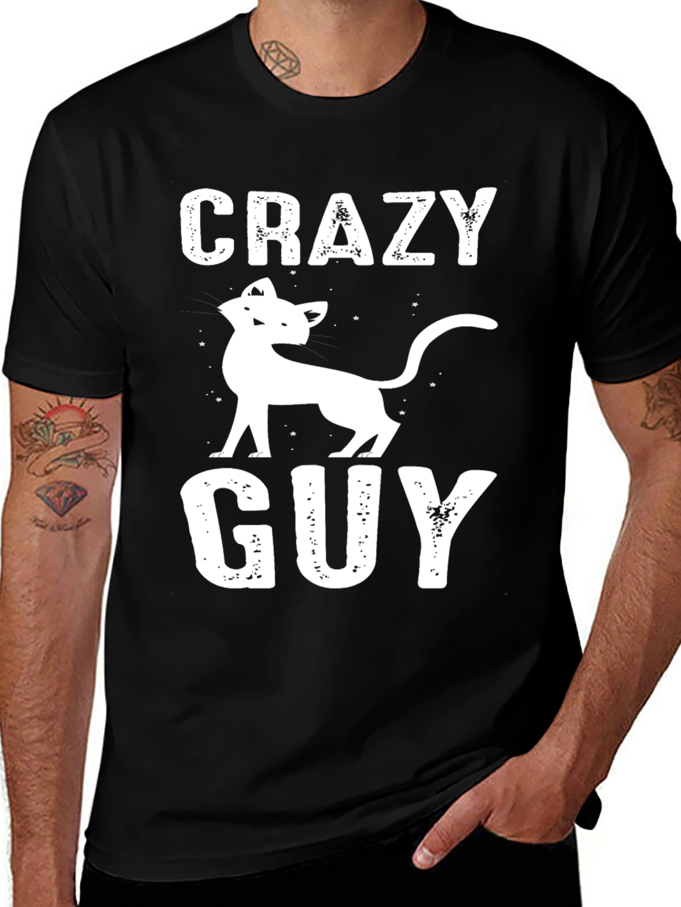 Variant 8 of Crazy Cat Guy Black Graphic Tee