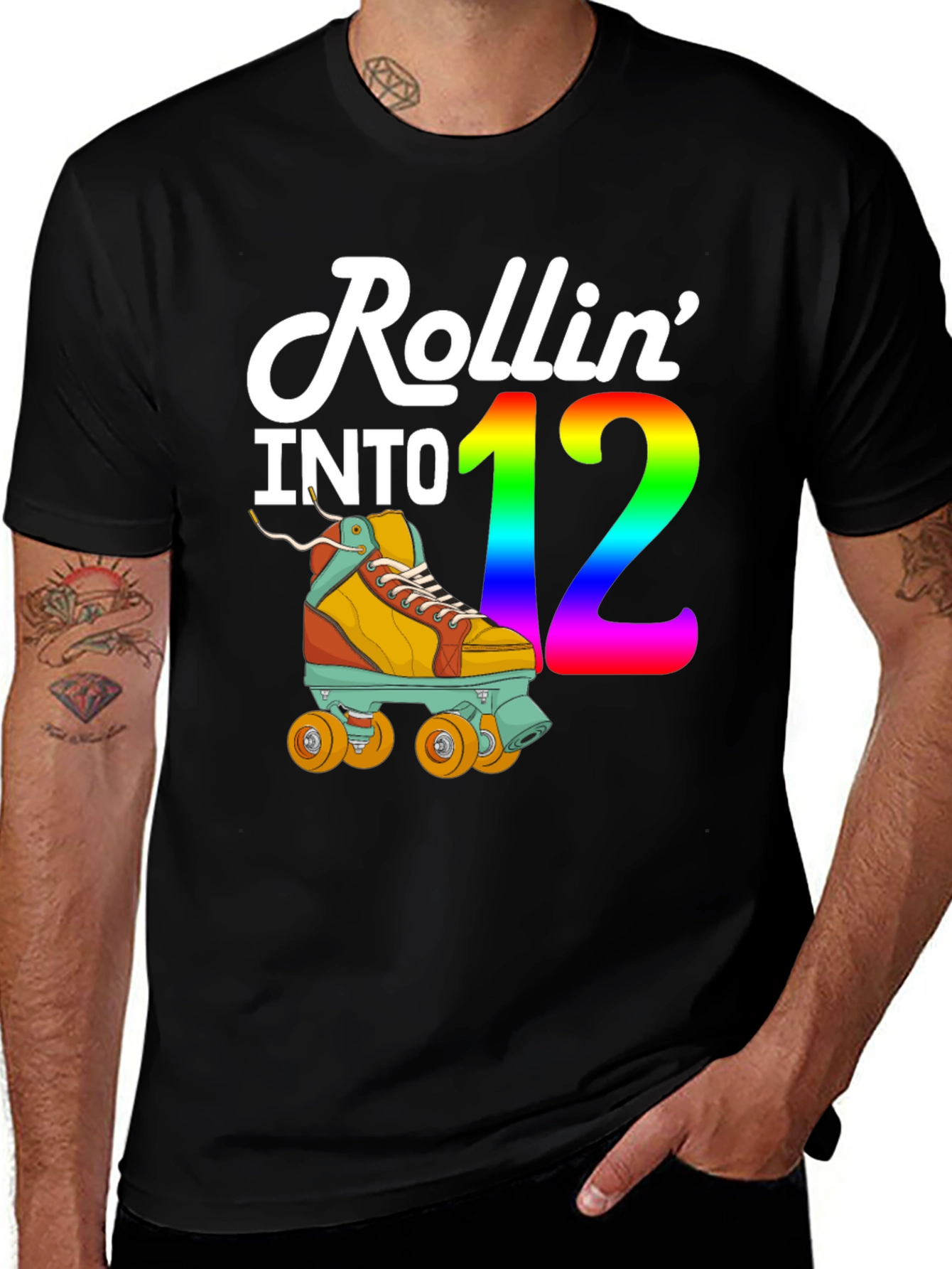 Rollin' Into 12th Birthday T-Shirt - Roller Skate Theme