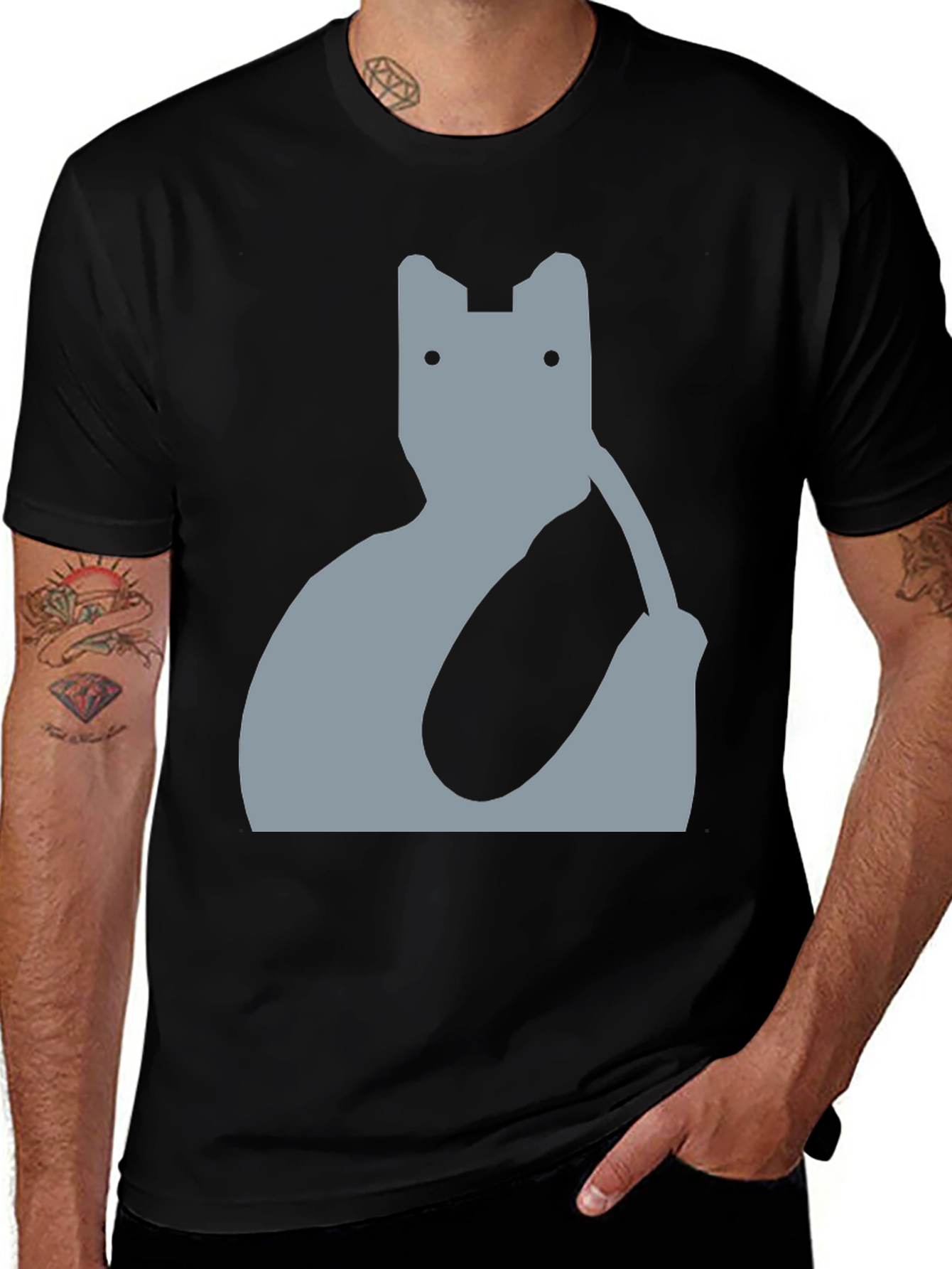 Variant 22 of Abstract Cat Graphic Tee - Modern Black T-Shirt