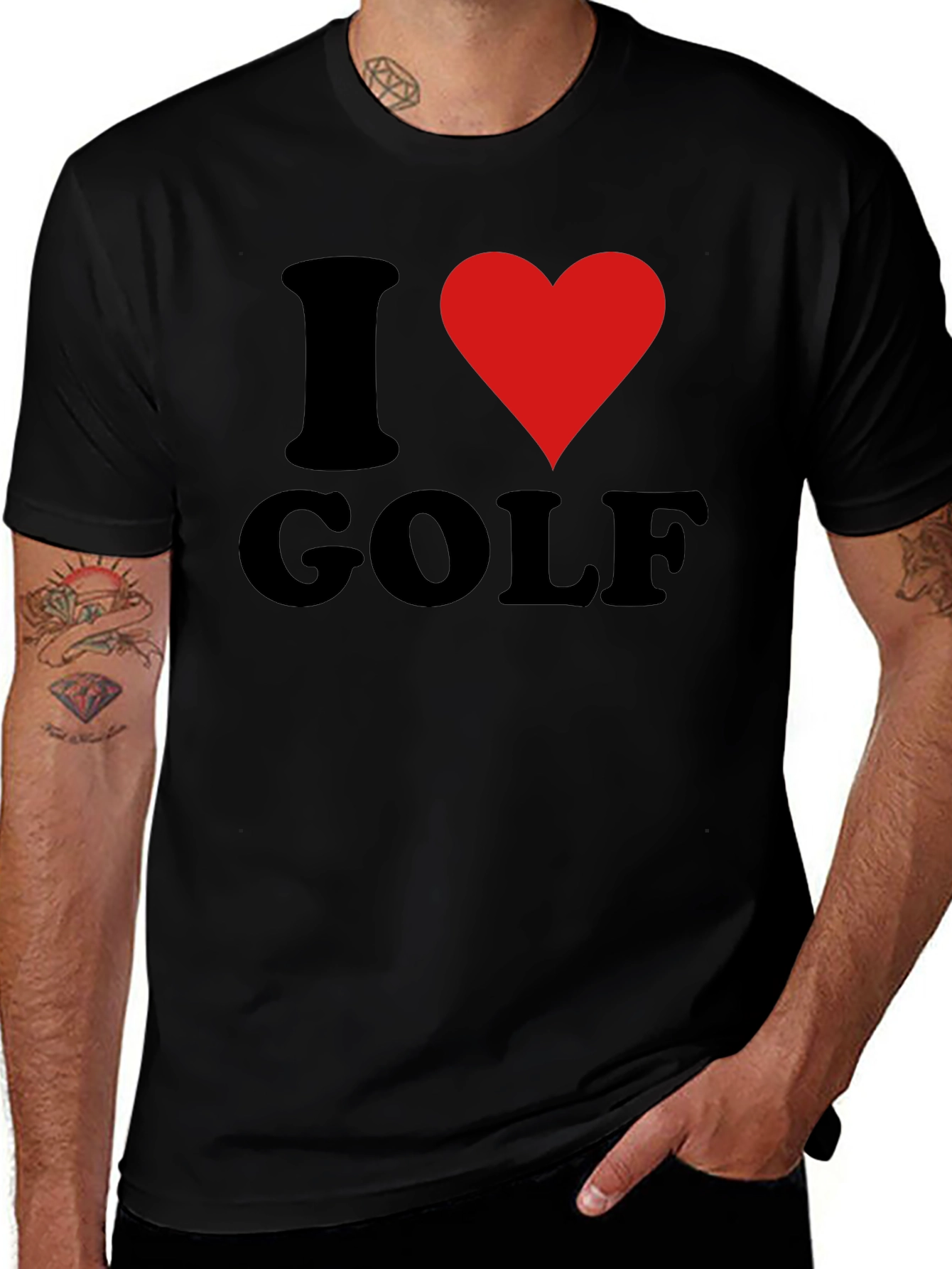 Variant 26 of I Love Golf T-Shirt - Black Tee with Heart Graphic
